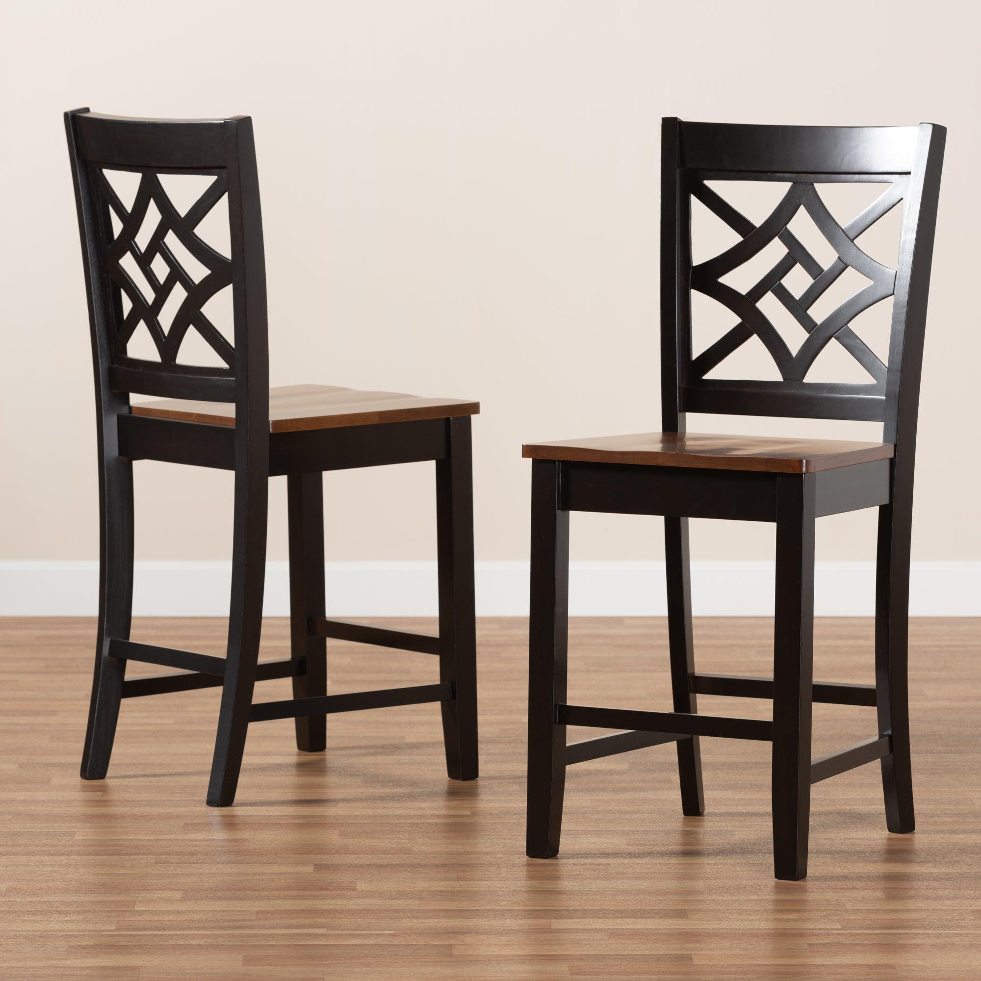 Nicolette Modern and Contemporary Two-Tone and Finished Wood 2-Piece Counter Stool Set