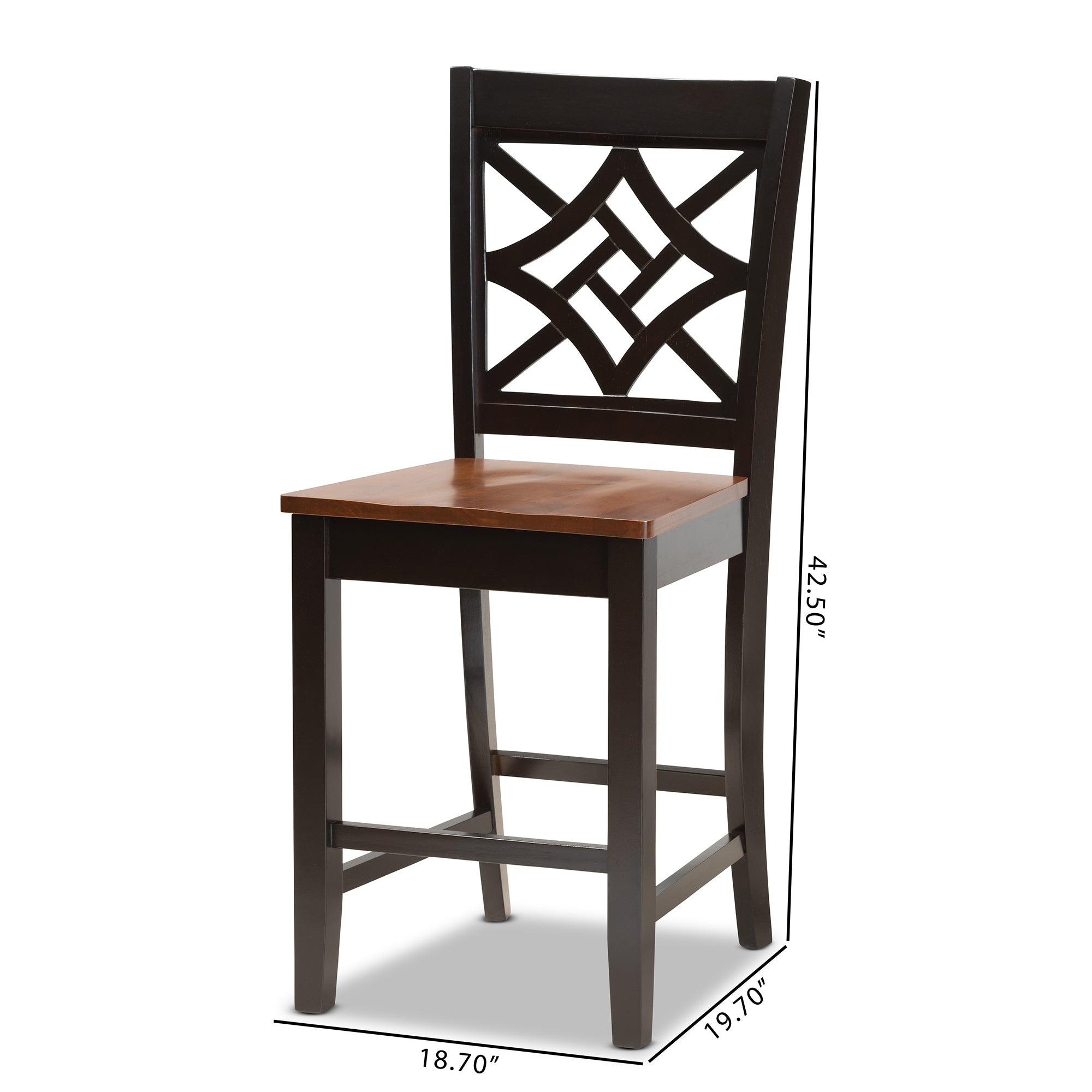 Nicolette Modern and Contemporary Two-Tone and Finished Wood 2-Piece Counter Stool Set