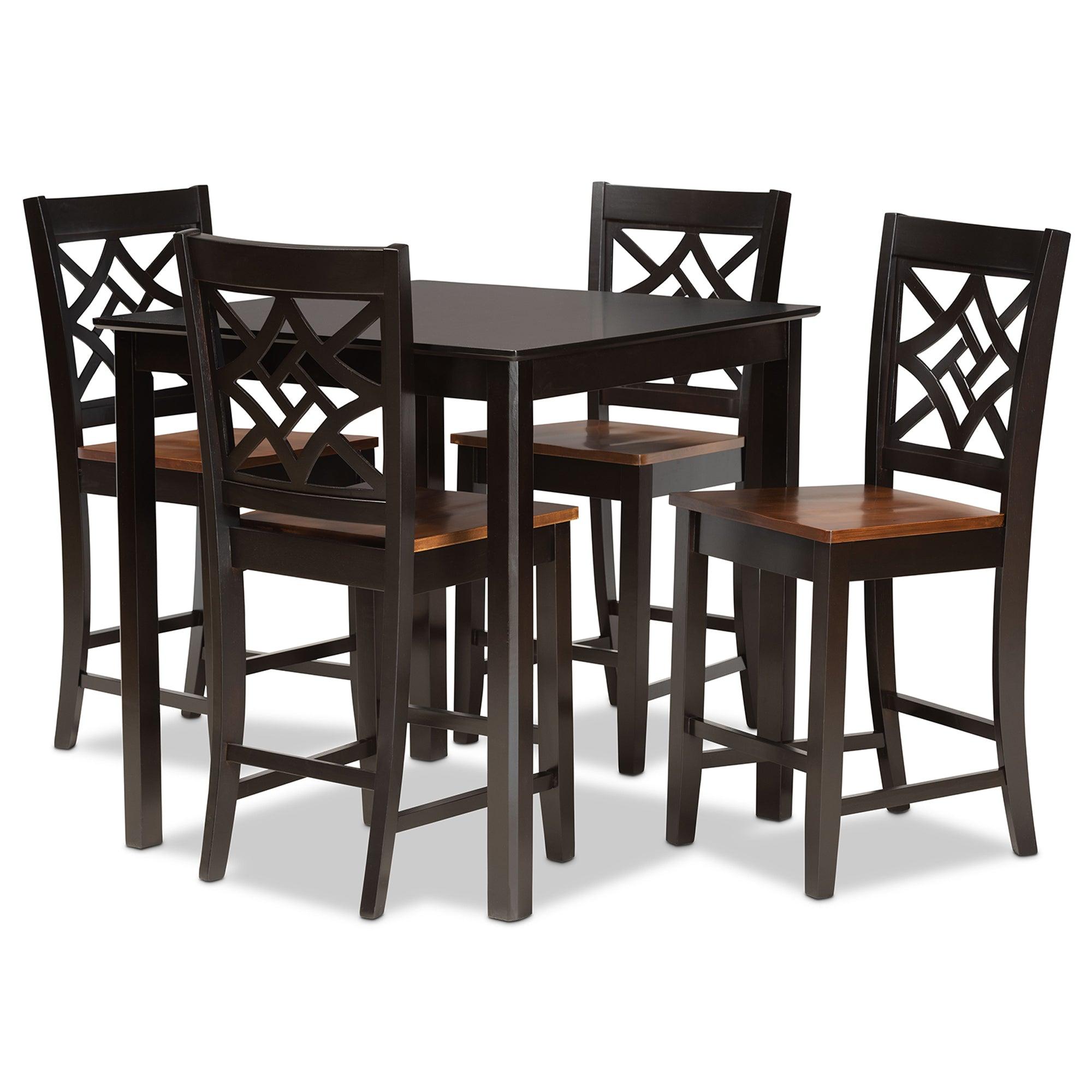 Nicolette Modern and Contemporary Two-Tone and Finished Wood 5-Piece Pub Set