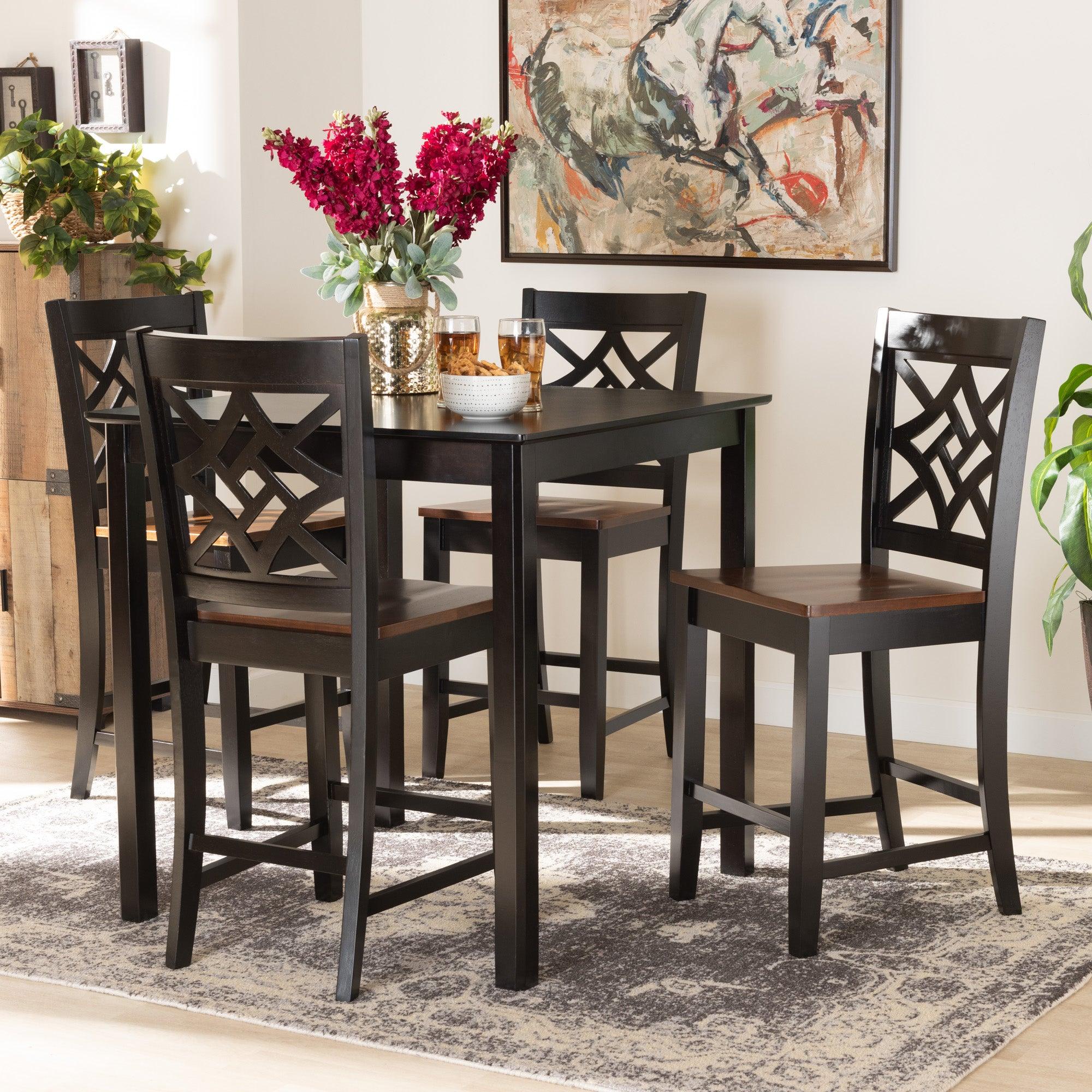 Nicolette Modern and Contemporary Two-Tone and Finished Wood 5-Piece Pub Set