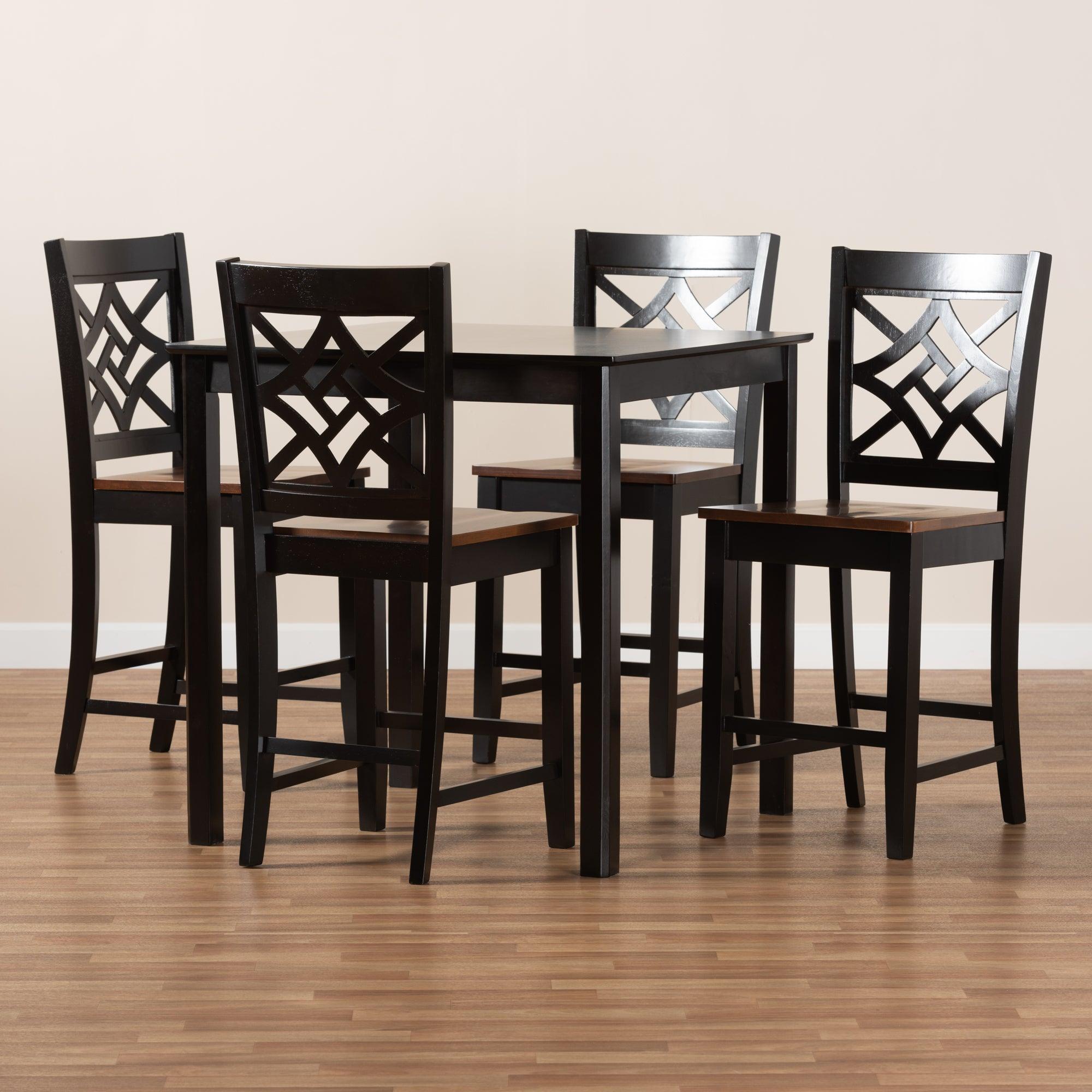 Nicolette Modern and Contemporary Two-Tone and Finished Wood 5-Piece Pub Set