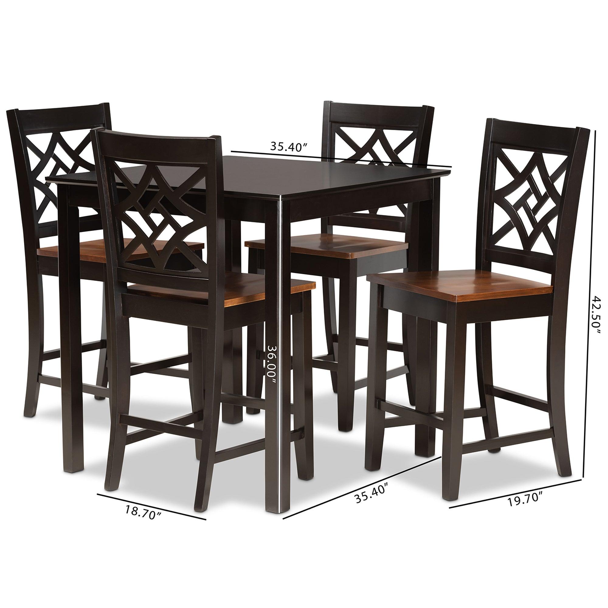 Nicolette Modern and Contemporary Two-Tone and Finished Wood 5-Piece Pub Set