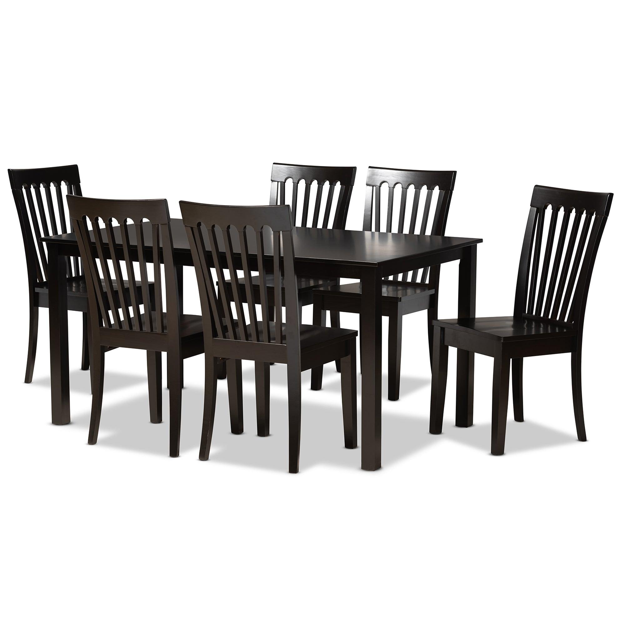 Erion Modern and Contemporary Finished Wood 7-Piece Dining Set