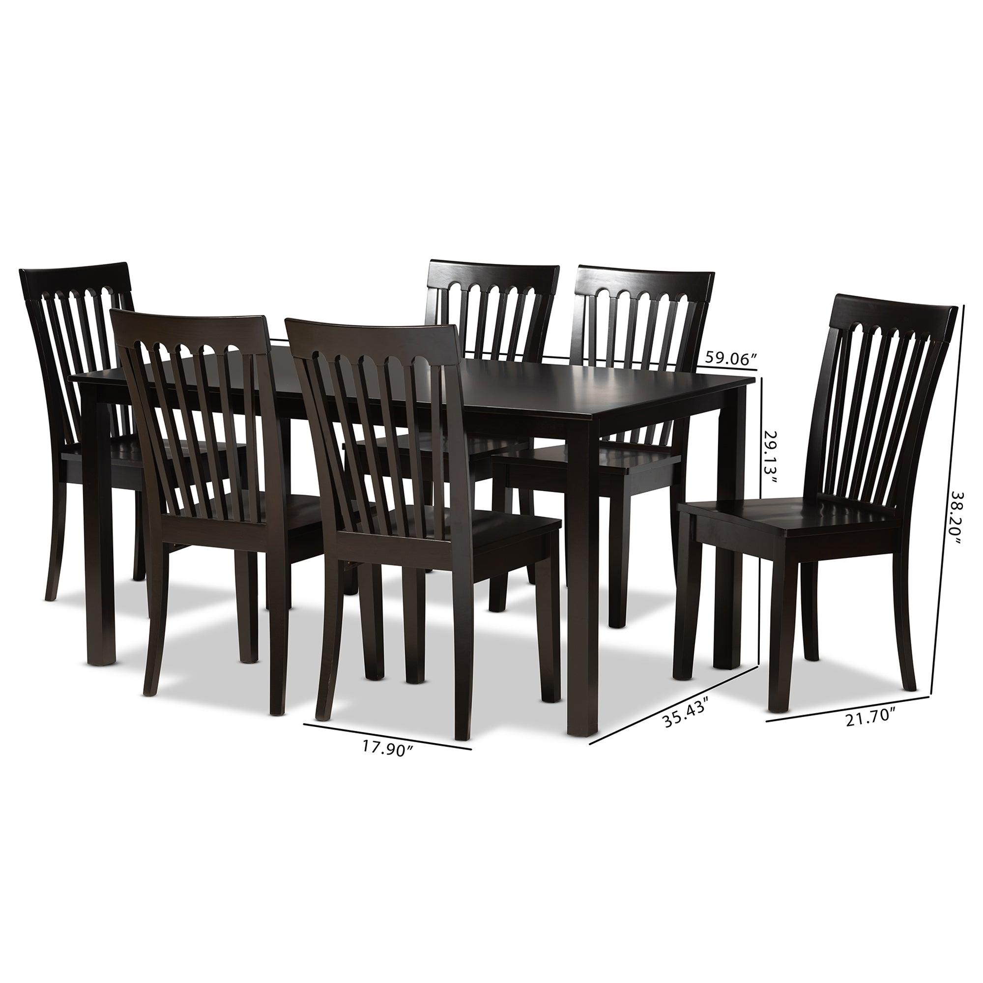 Erion Modern and Contemporary Finished Wood 7-Piece Dining Set