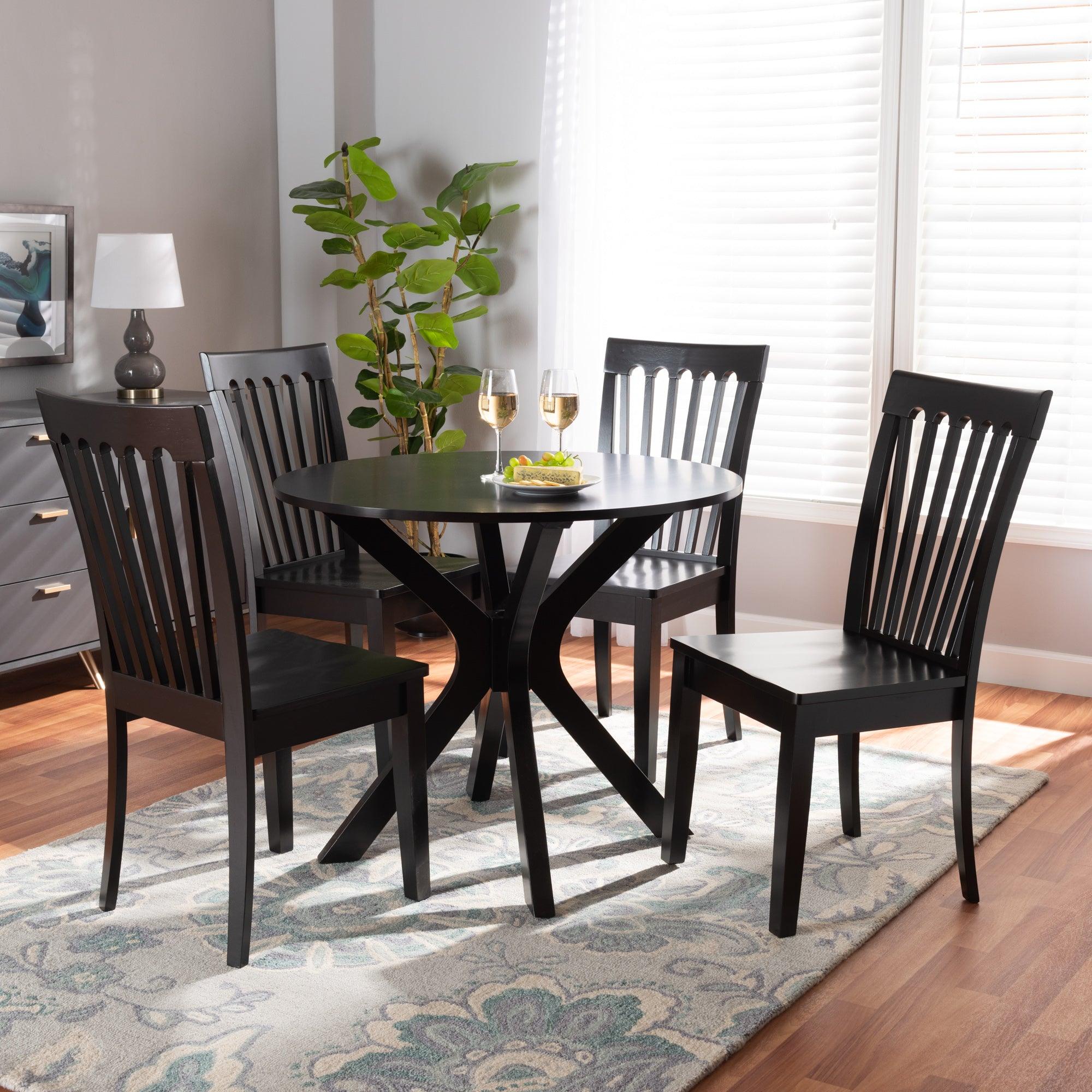 Zora Modern and Contemporary Finished Wood 5-Piece Dining Set