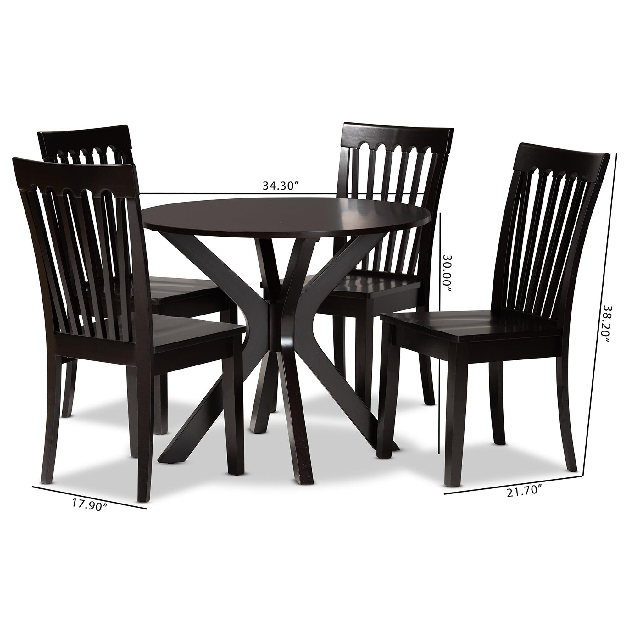 Zora Modern and Contemporary Finished Wood 5-Piece Dining Set