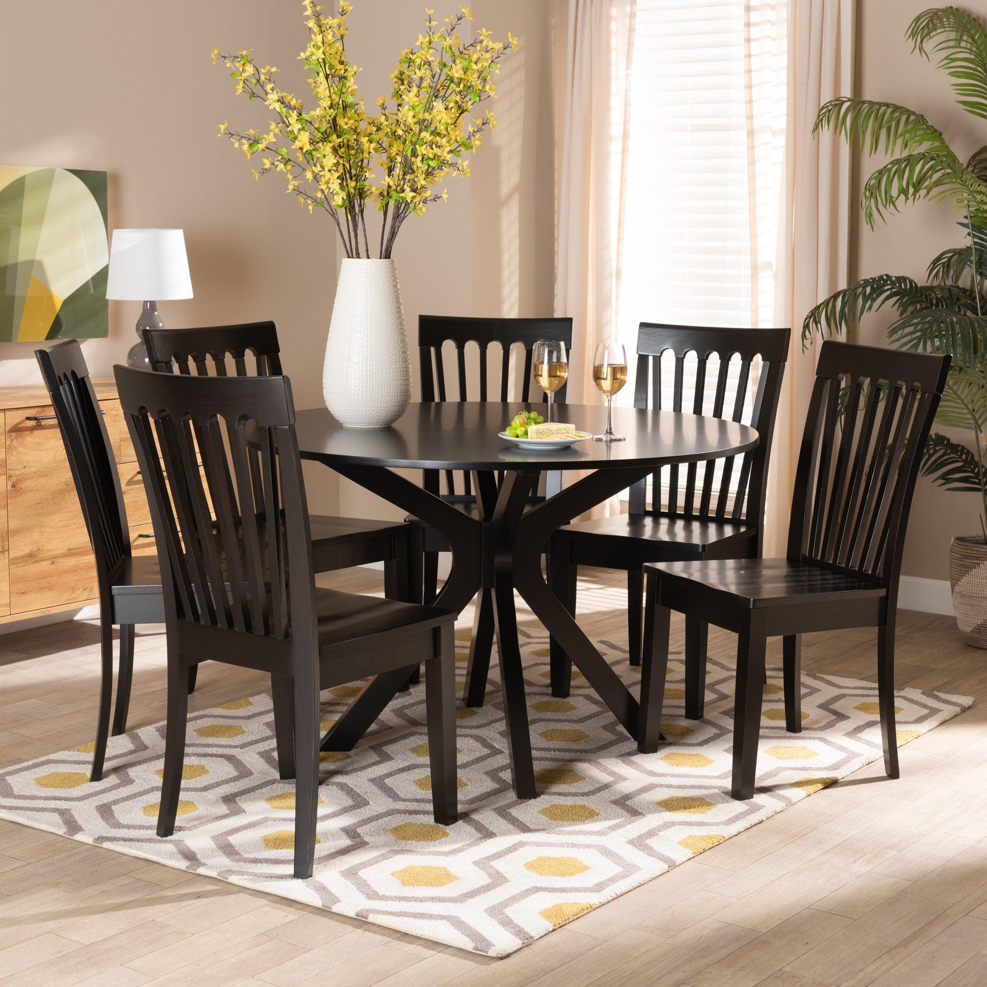 Zora Modern and Contemporary Finished Wood 7-Piece Dining Set