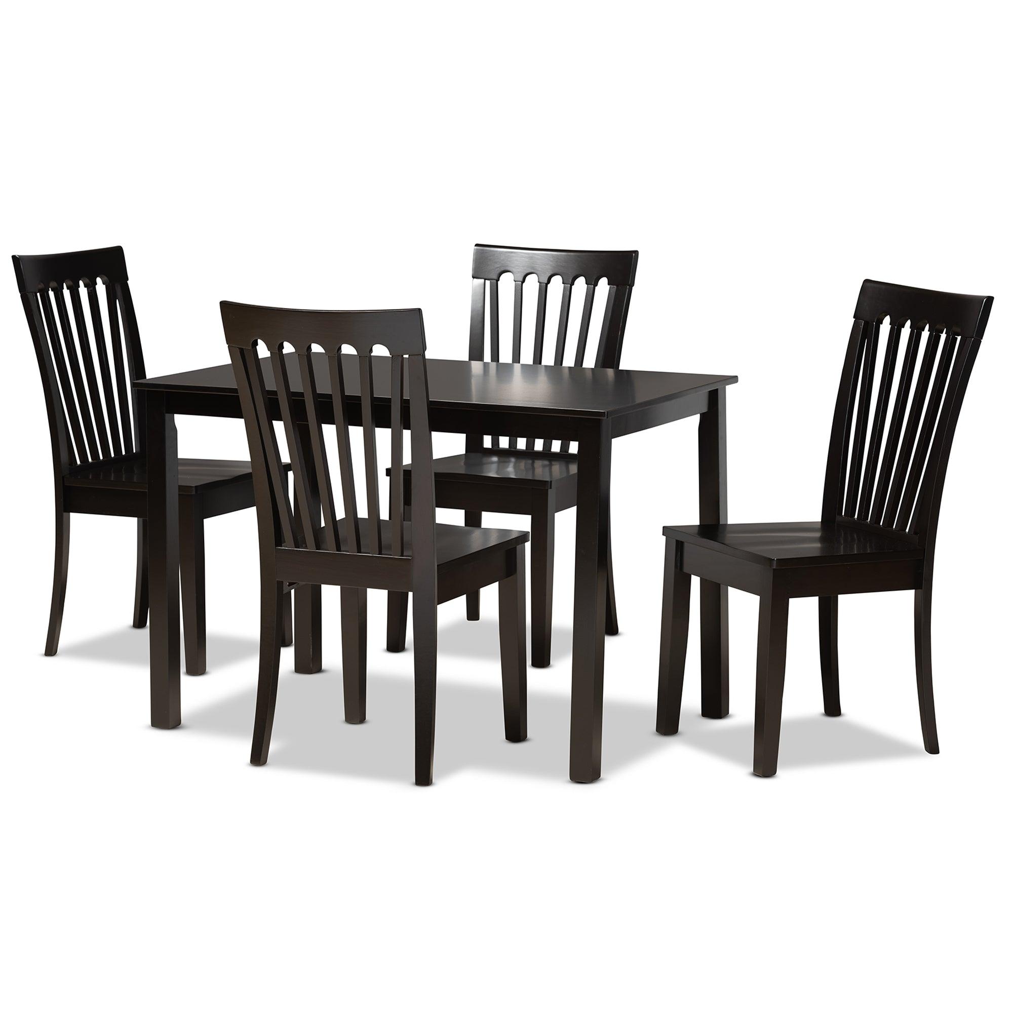 Erion Modern and Contemporary Finished Wood 5-Piece Dining Set