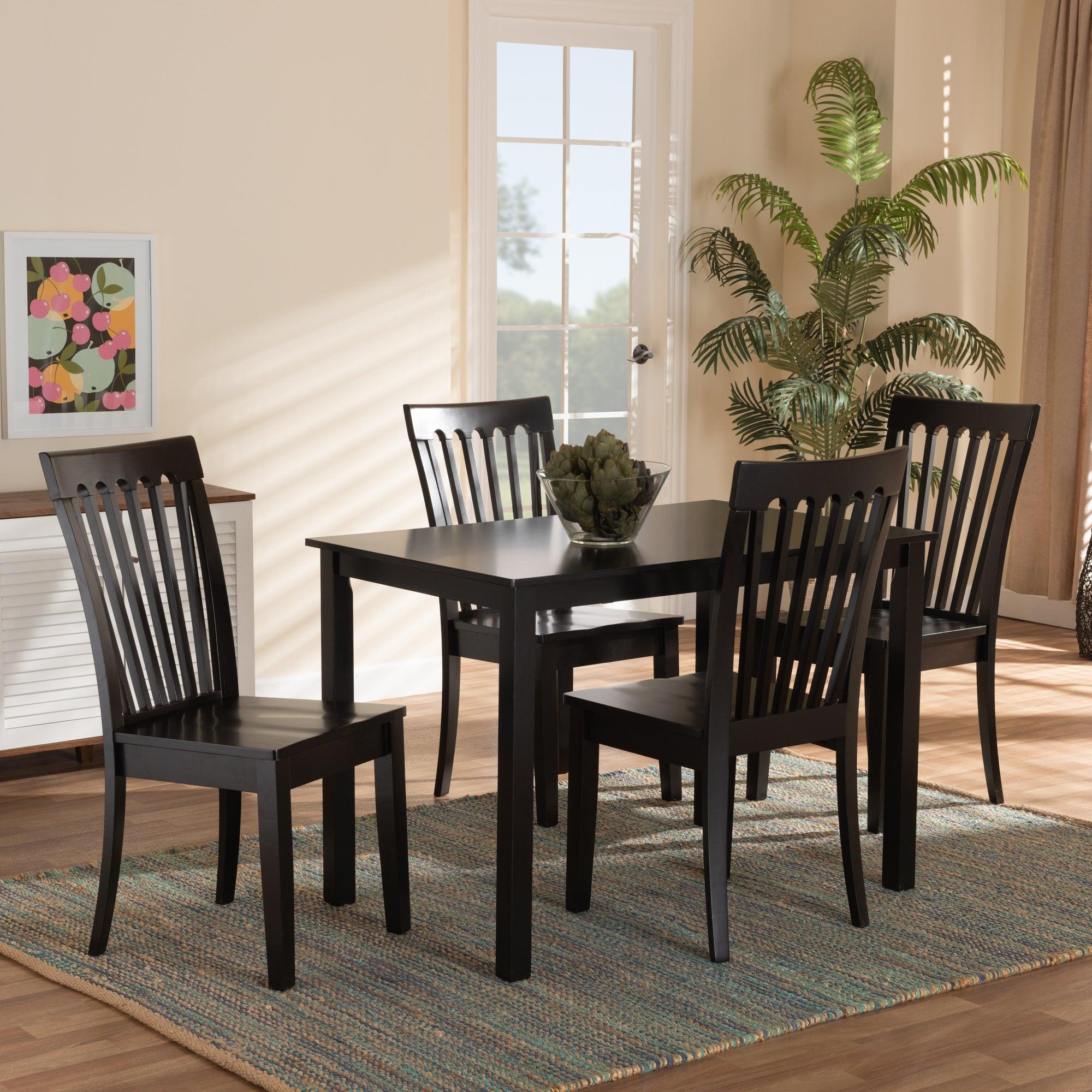 Erion Modern and Contemporary Finished Wood 5-Piece Dining Set