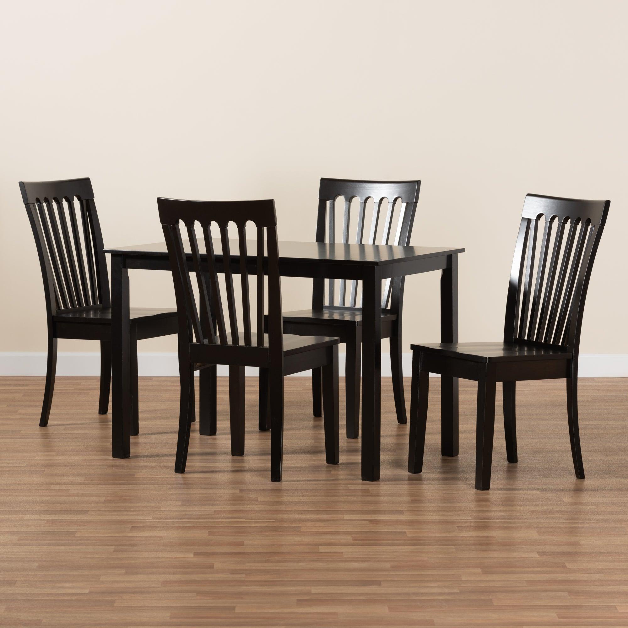 Erion Modern and Contemporary Finished Wood 5-Piece Dining Set