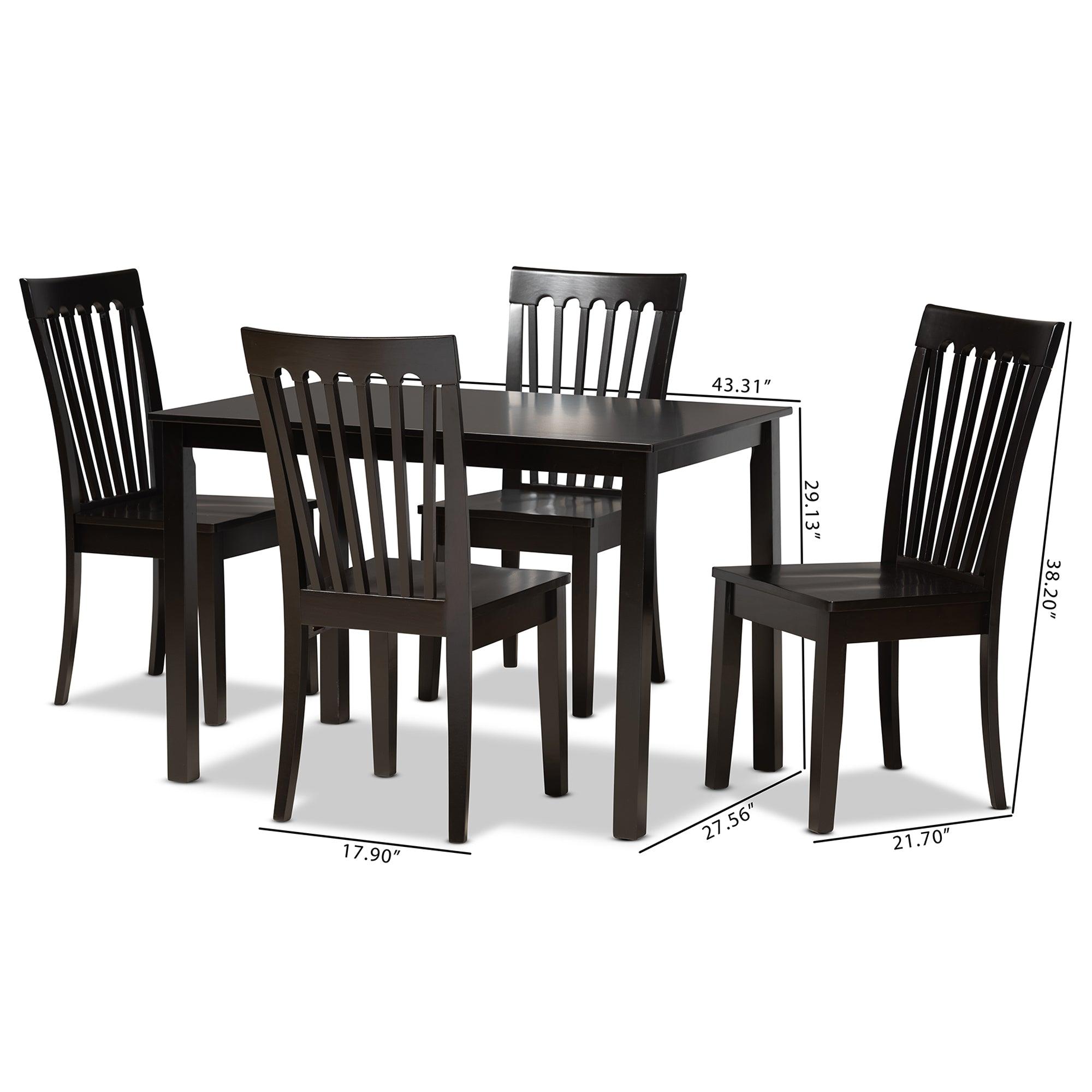 Erion Modern and Contemporary Finished Wood 5-Piece Dining Set