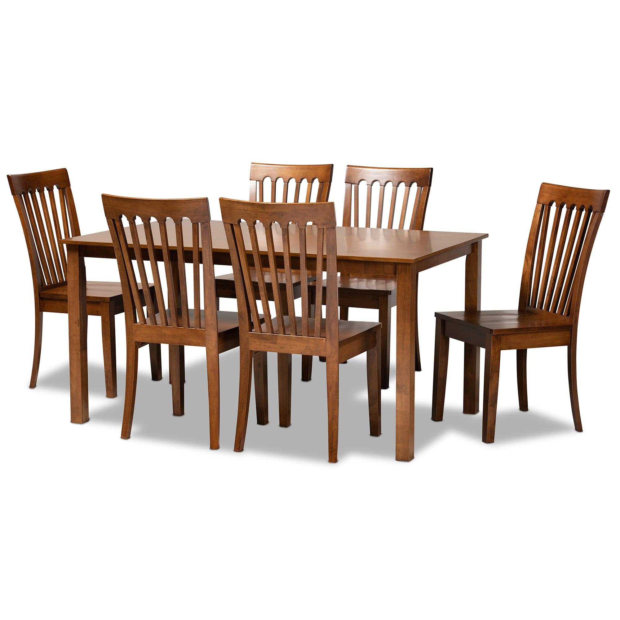 Erion Modern and Contemporary Finished Wood 7-Piece Dining Set