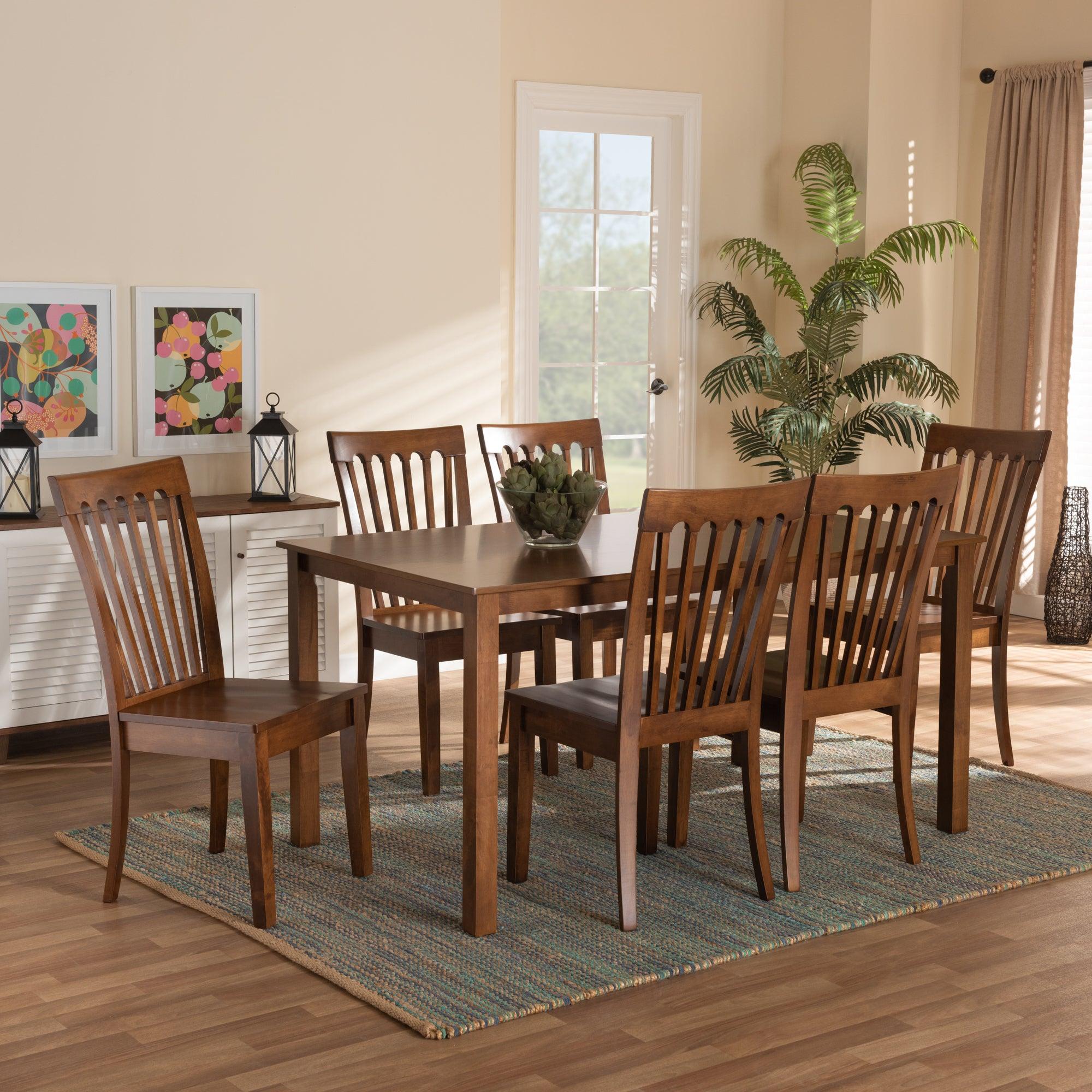 Erion Modern and Contemporary Finished Wood 7-Piece Dining Set