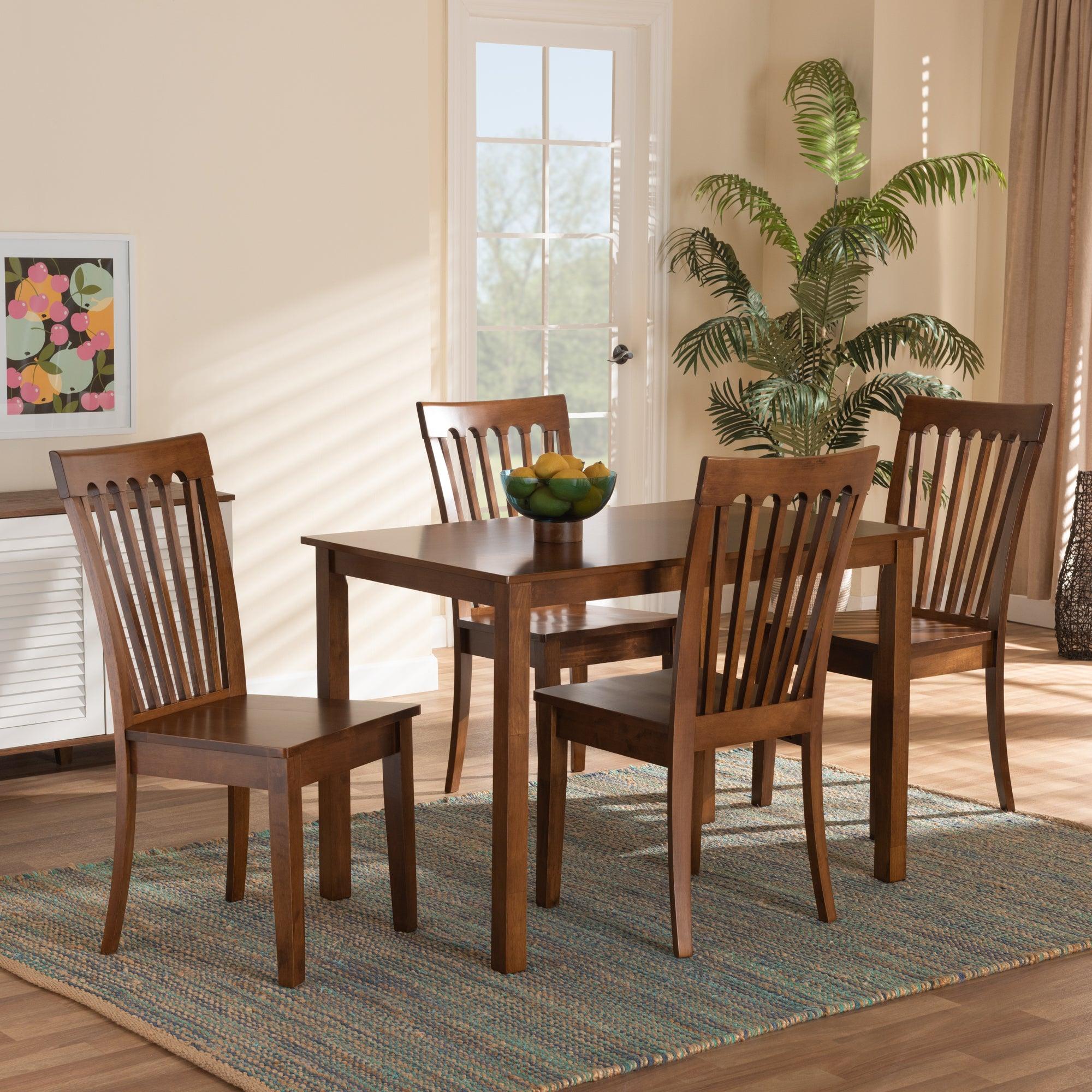 Erion Modern and Contemporary Finished Wood 5-Piece Dining Set