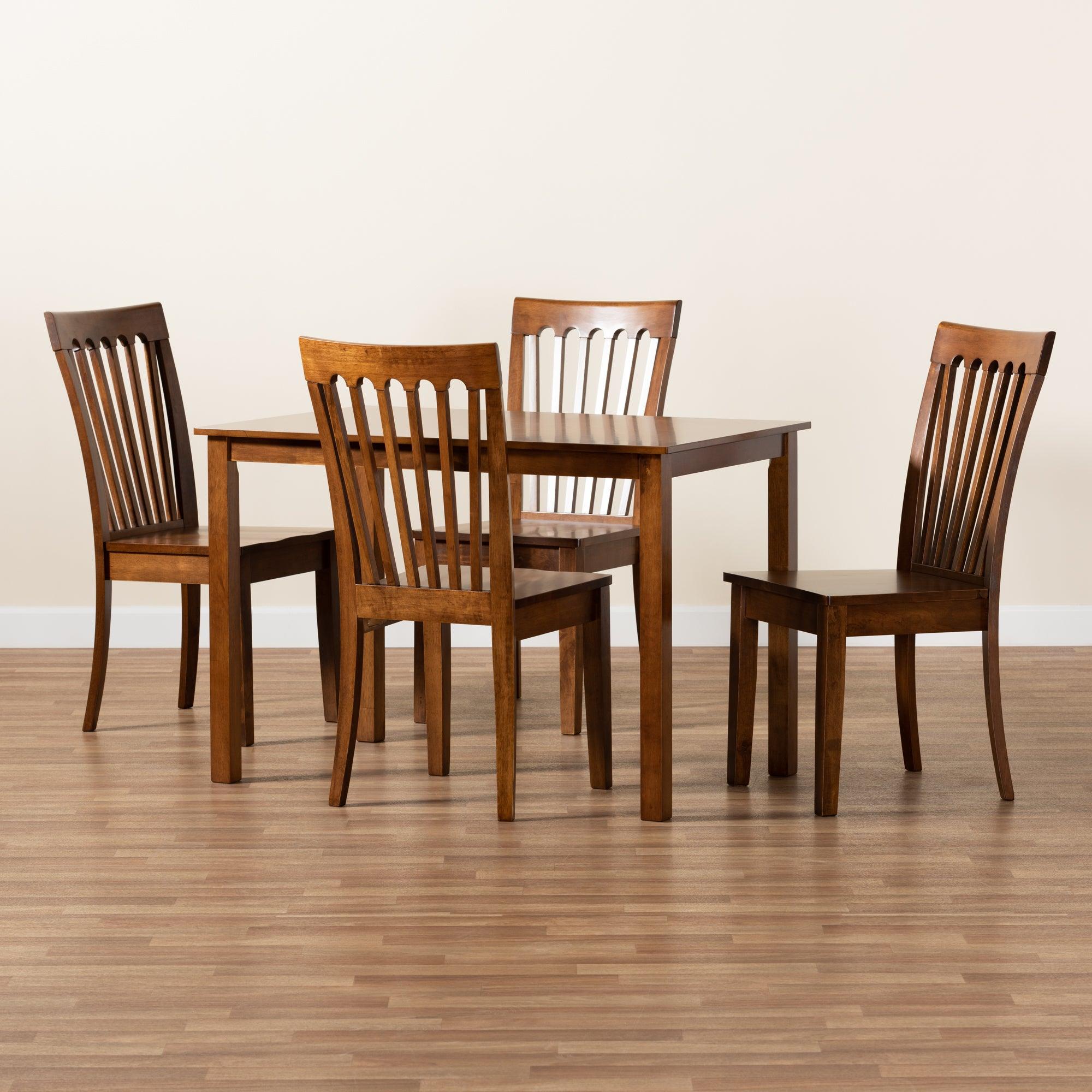 Erion Modern and Contemporary Finished Wood 5-Piece Dining Set