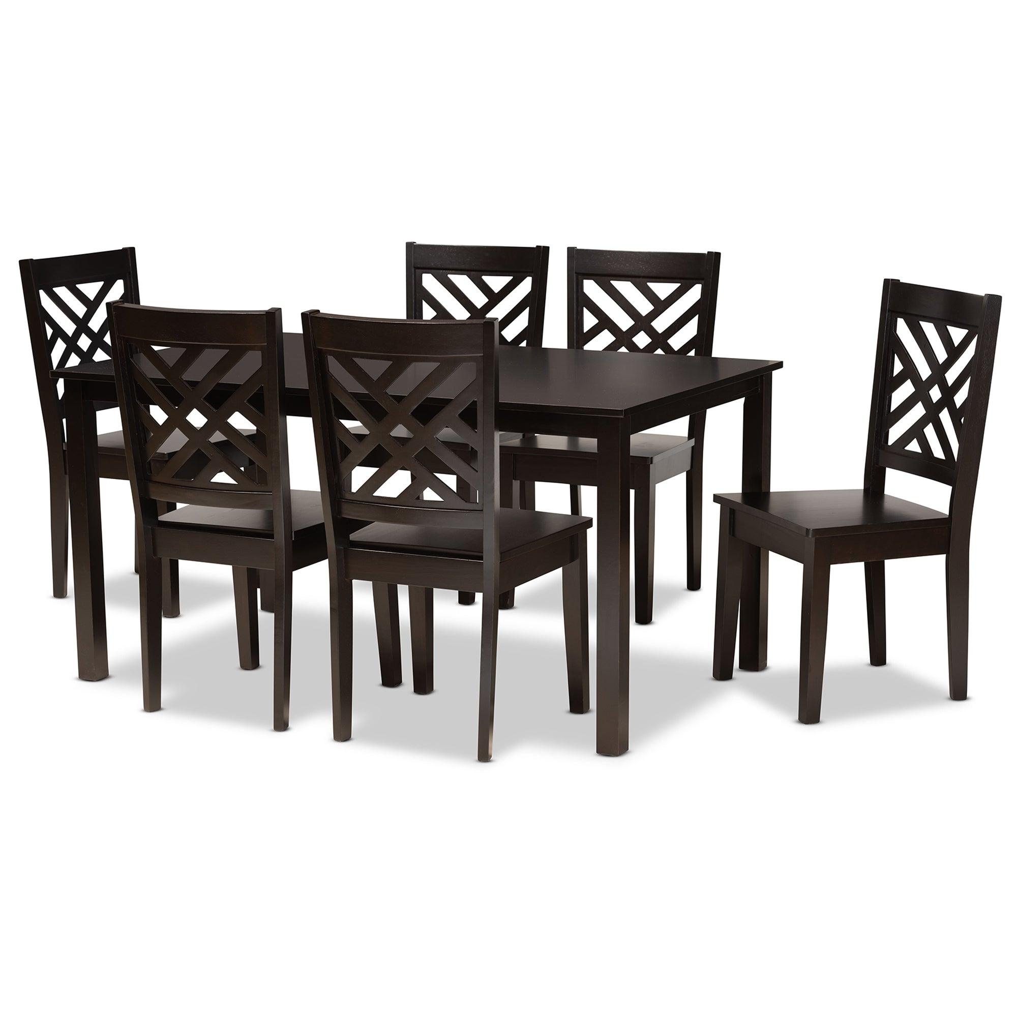 Ani Modern and Contemporary Finished Wood 7-Piece Dining Set