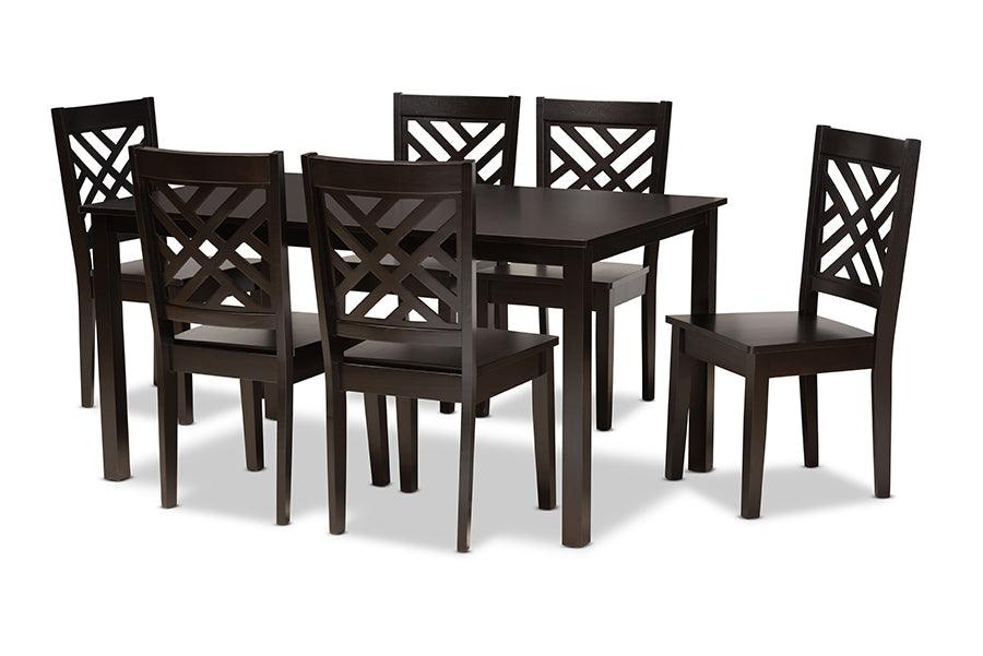 Ani Modern and Contemporary Finished Wood 7-Piece Dining Set