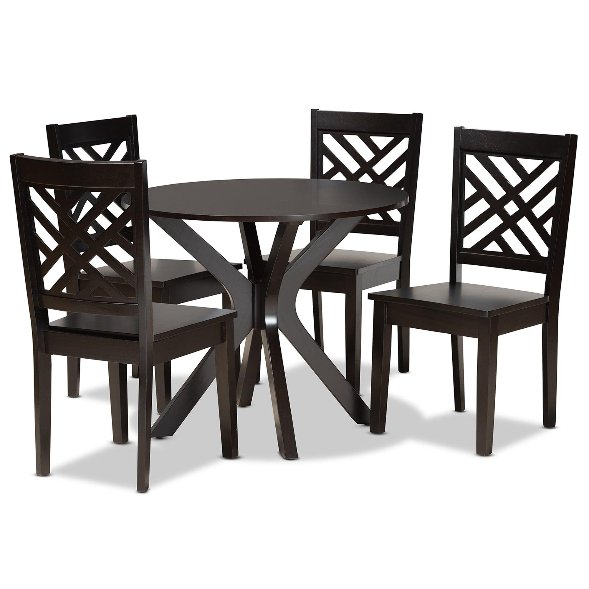 Ela Modern and Contemporary Finished Wood 5-Piece Dining Set