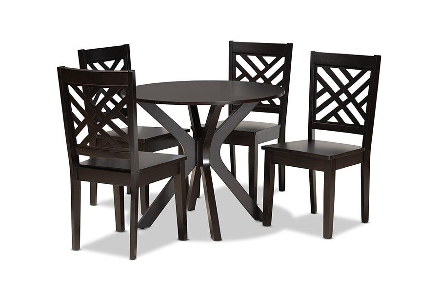 Ela Modern and Contemporary Finished Wood 5-Piece Dining Set