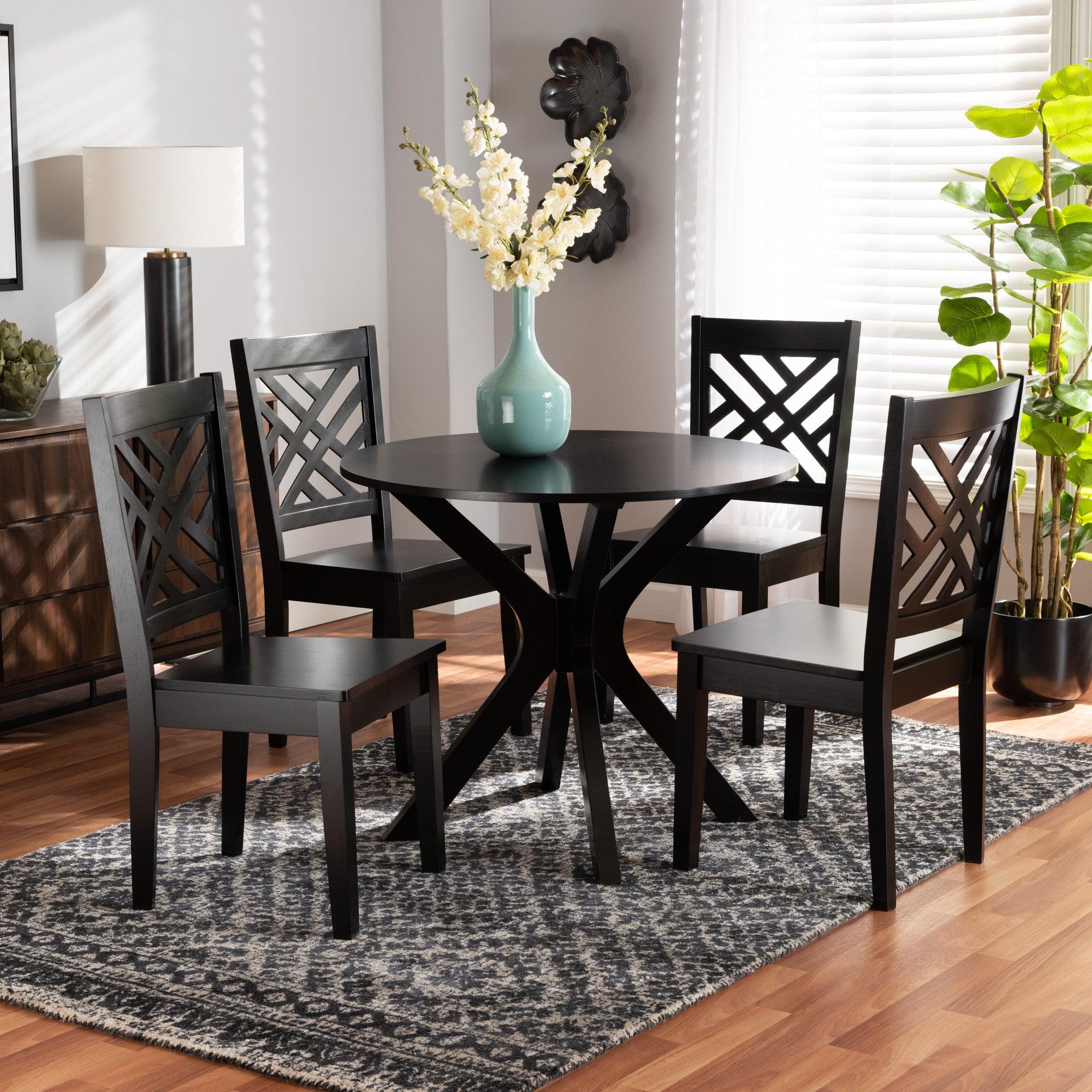 Ela Modern and Contemporary Finished Wood 5-Piece Dining Set