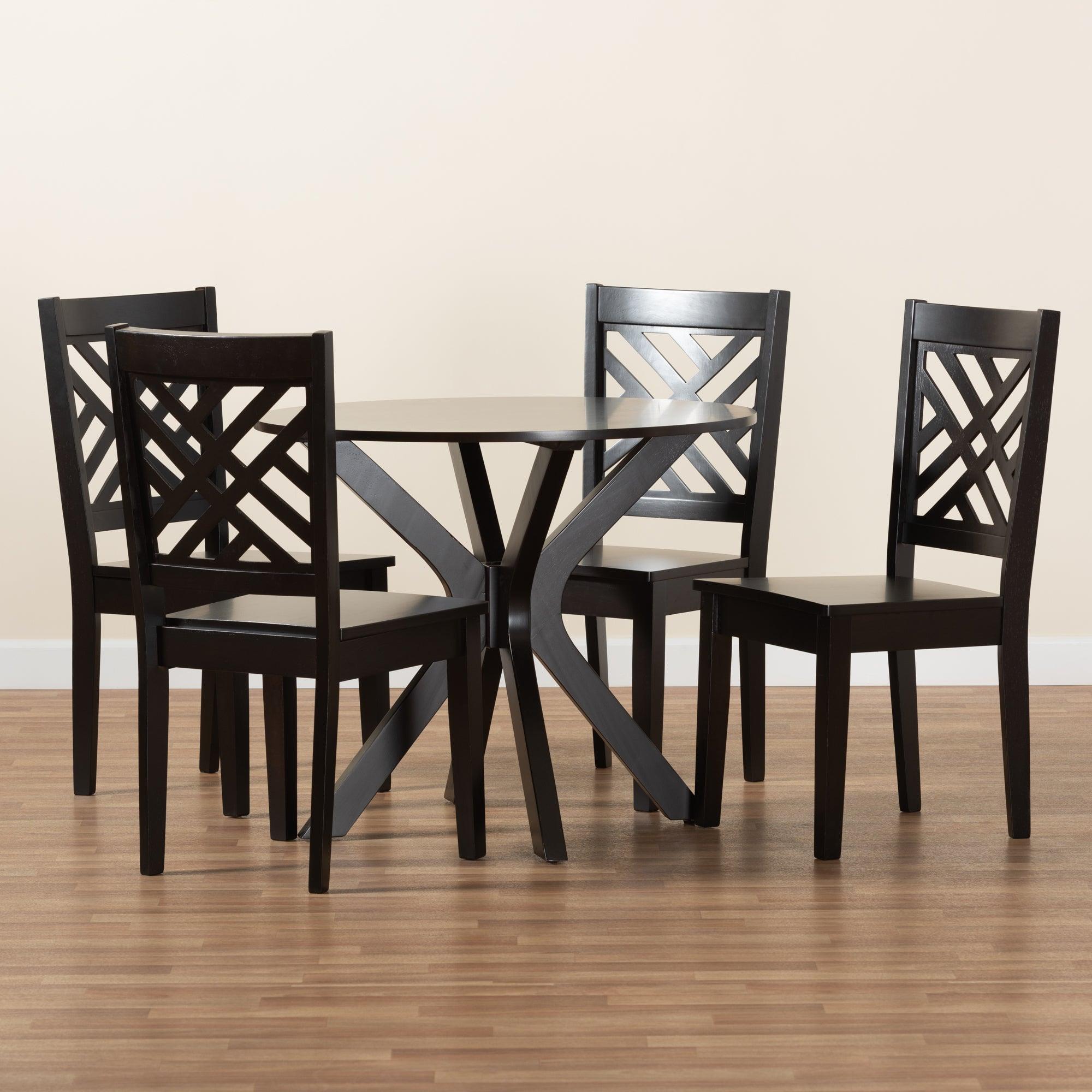 Ela Modern and Contemporary Finished Wood 5-Piece Dining Set