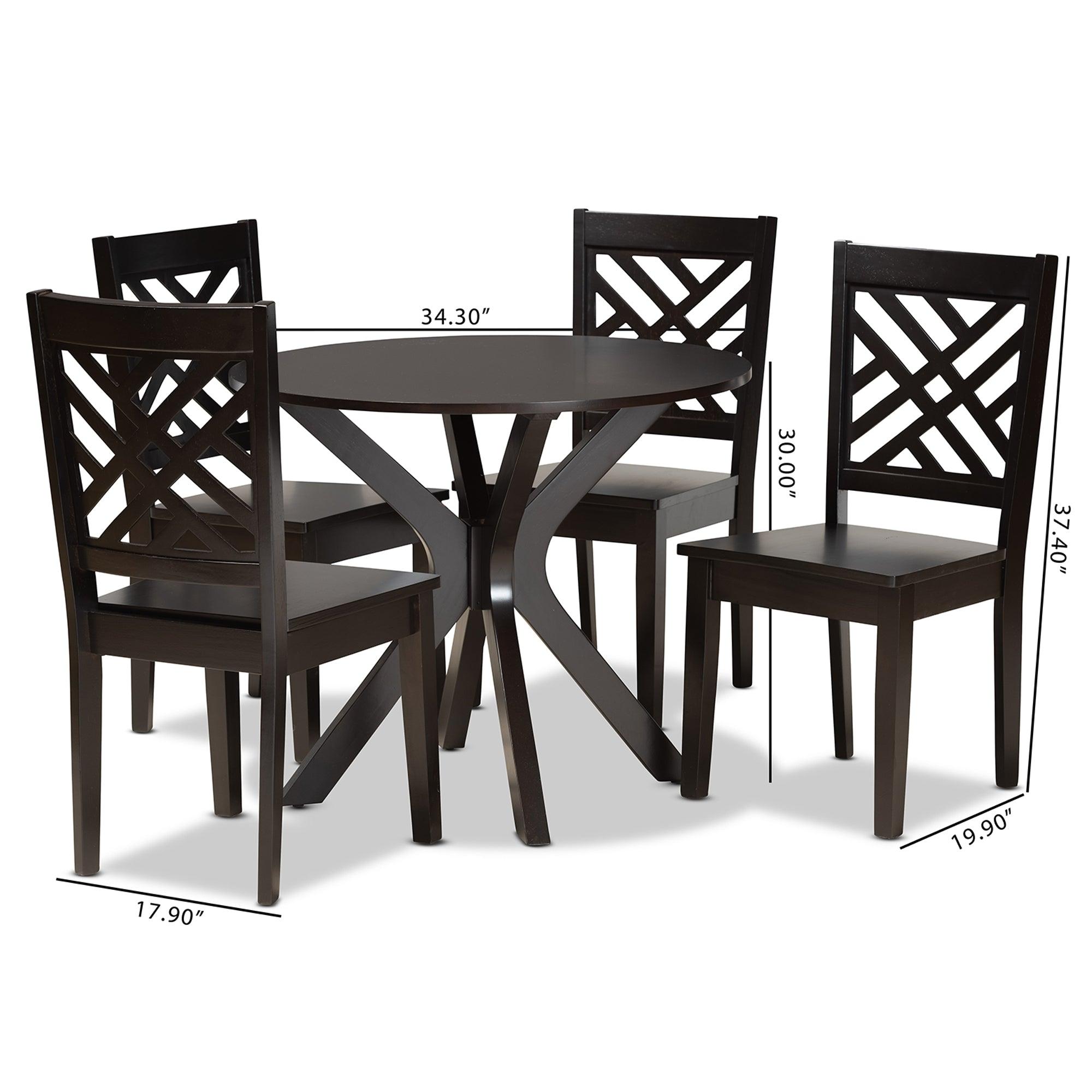 Ela Modern and Contemporary Finished Wood 5-Piece Dining Set