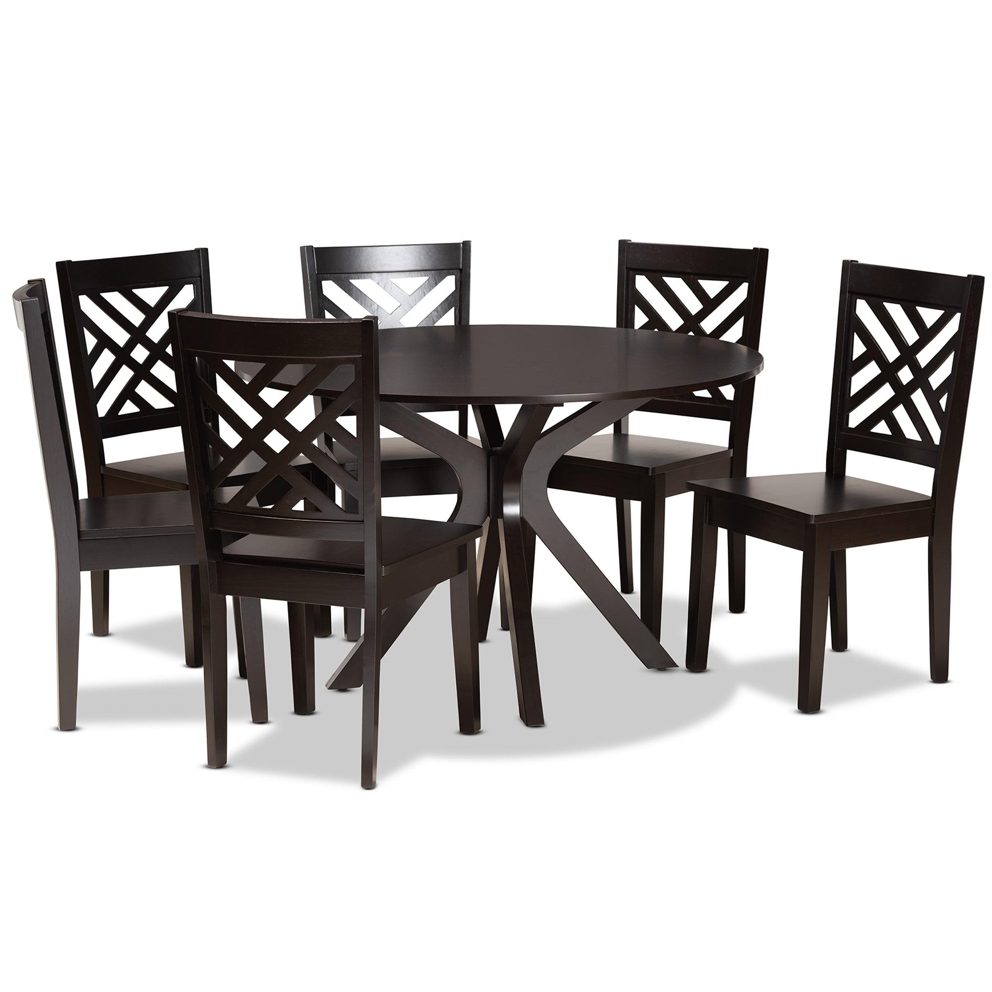 Ela Modern and Contemporary Finished Wood 7-Piece Dining Set