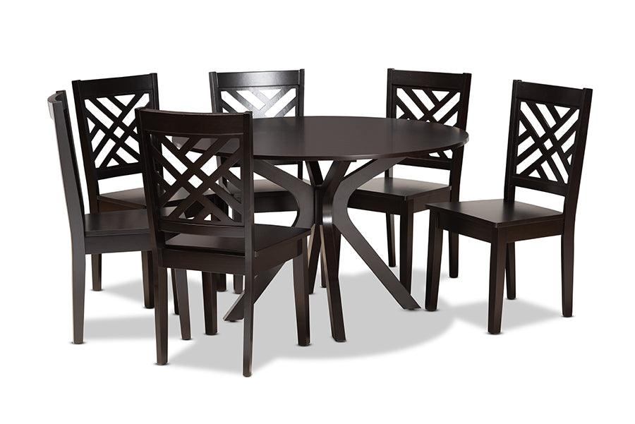 Ela Modern and Contemporary Finished Wood 7-Piece Dining Set