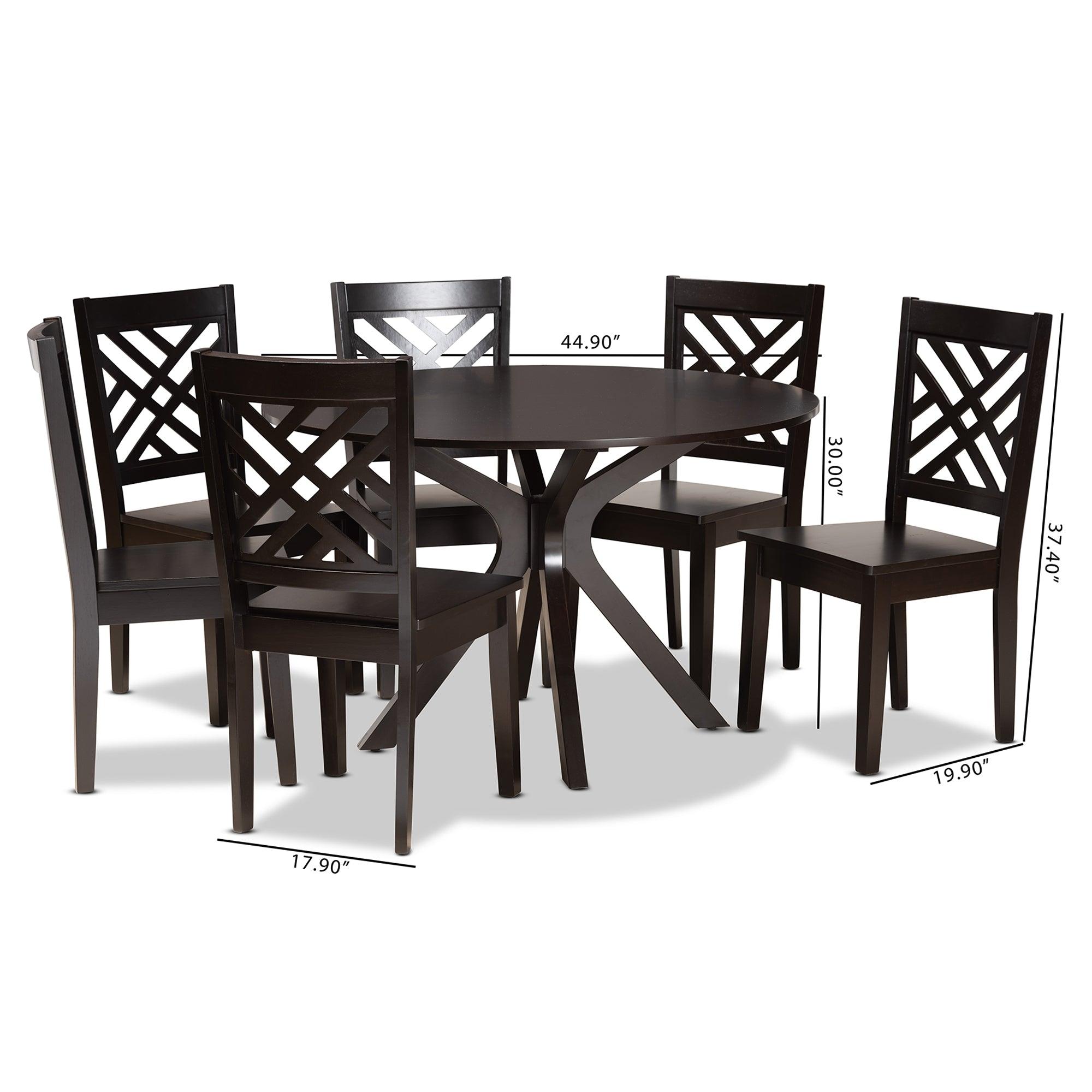 Ela Modern and Contemporary Finished Wood 7-Piece Dining Set