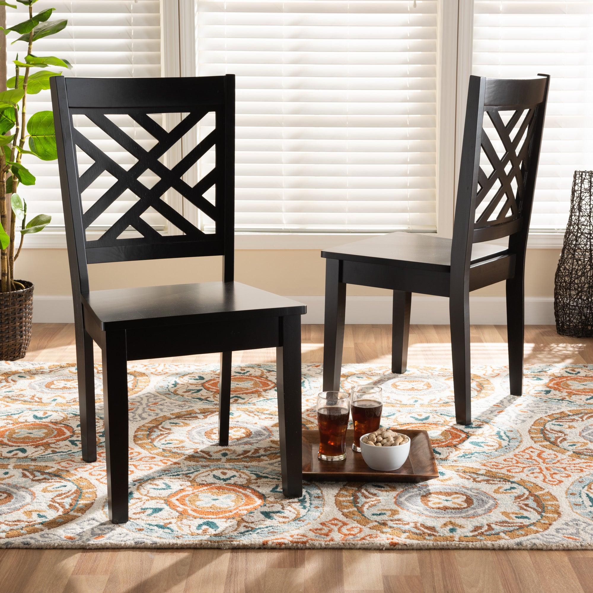 Caron Modern and Contemporary Transitional Finished Wood 2-Piece Dining Chair Set