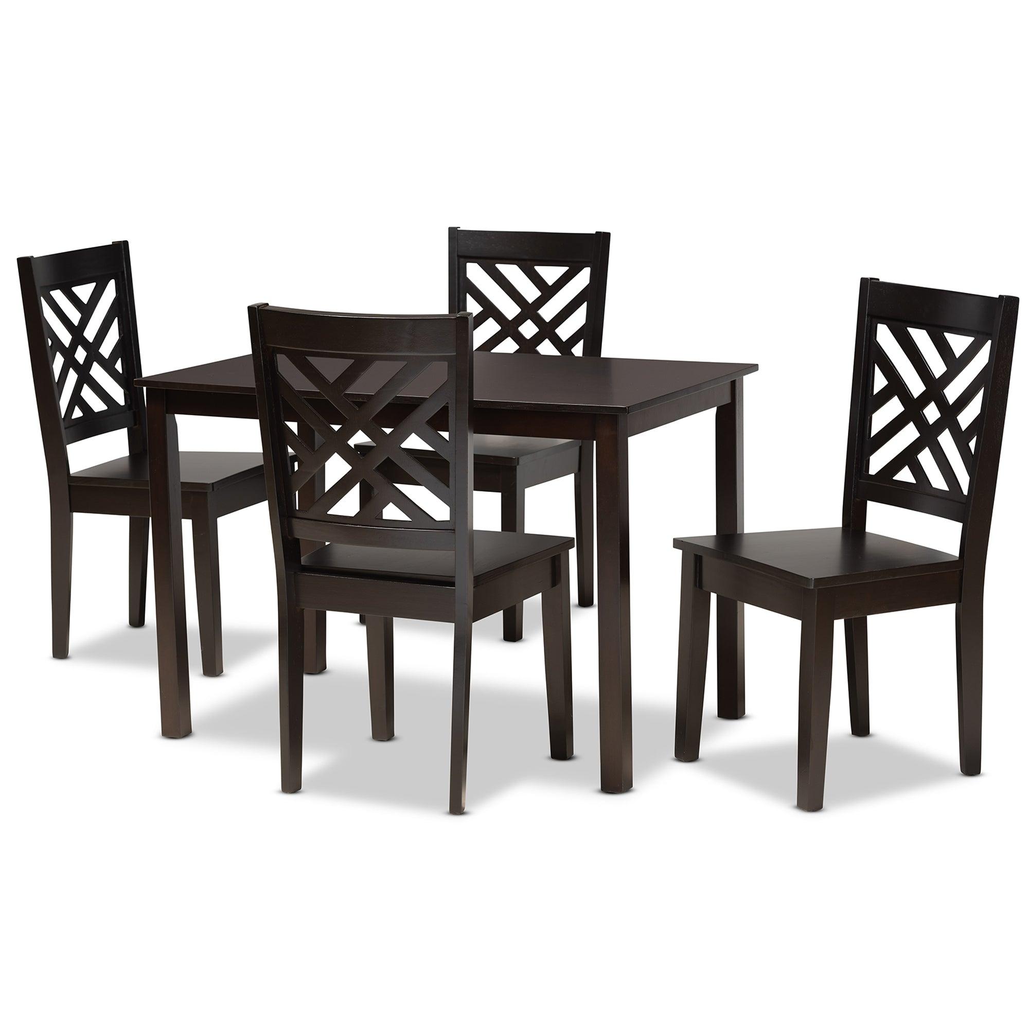 Ani Modern and Contemporary Finished Wood 5-Piece Dining Set