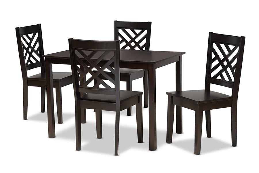 Ani Modern and Contemporary Finished Wood 5-Piece Dining Set