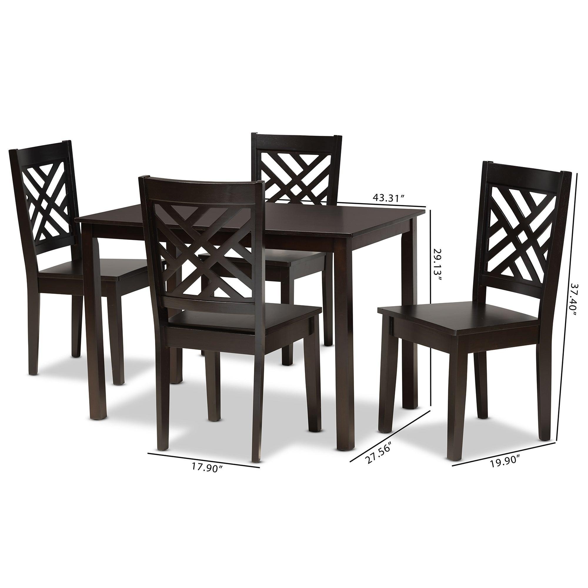 Ani Modern and Contemporary Finished Wood 5-Piece Dining Set