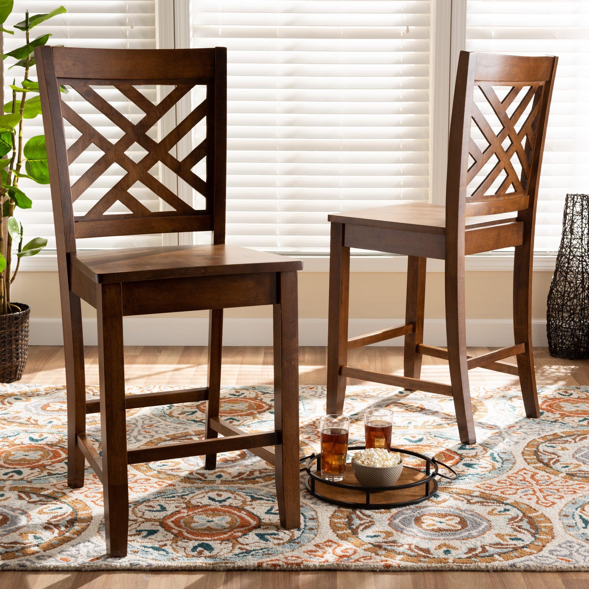 Caron Modern and Contemporary Transitional Finished Wood 2-Piece Counter Stool Set