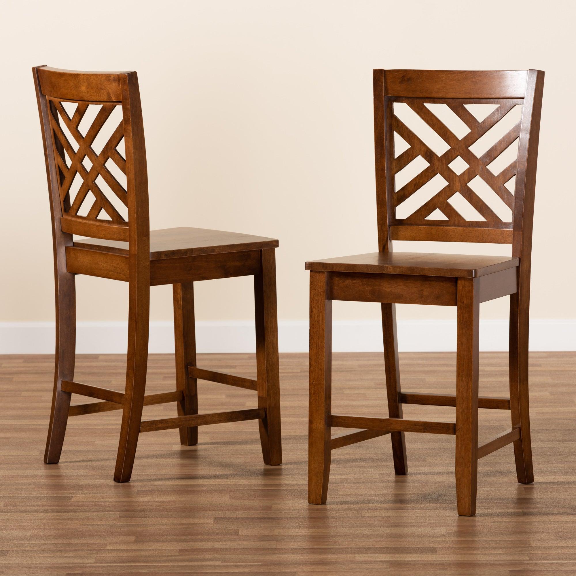 Caron Modern and Contemporary Transitional Finished Wood 2-Piece Counter Stool Set