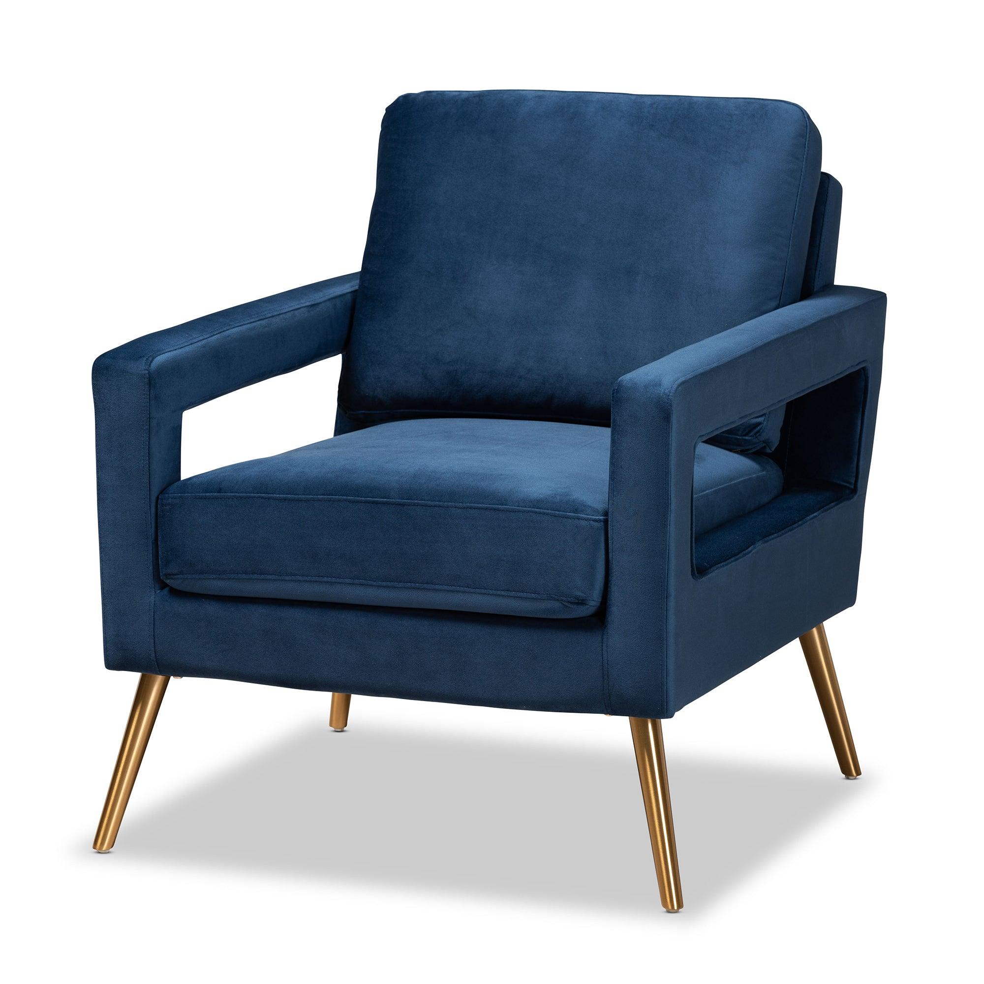 Leland Glam and Luxe Velvet Fabric Upholstered and Finished Armchair