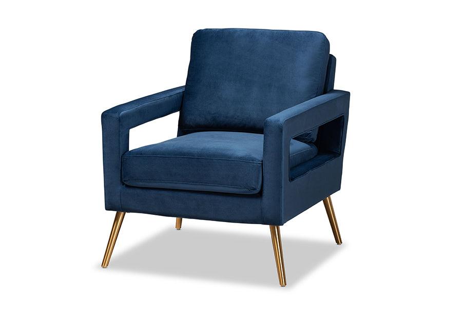 Leland Glam and Luxe Velvet Fabric Upholstered and Finished Armchair