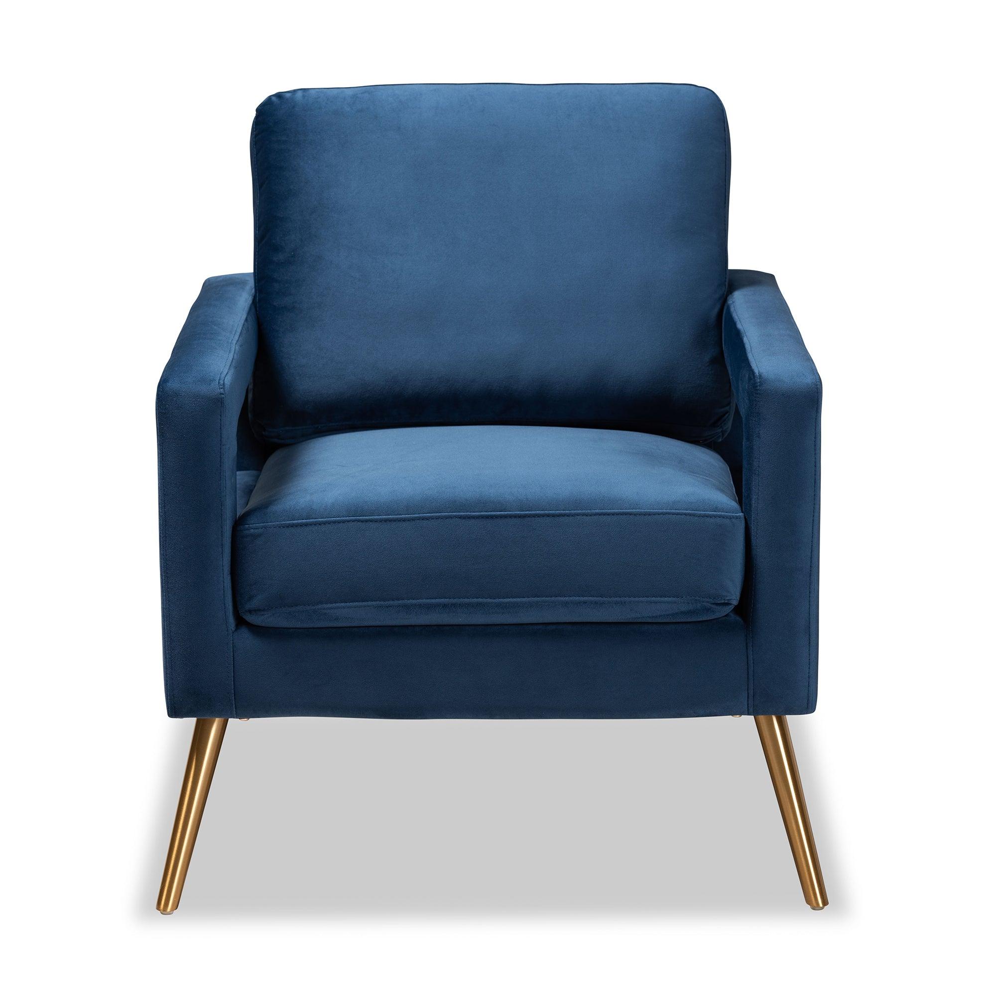 Leland Glam and Luxe Velvet Fabric Upholstered and Finished Armchair