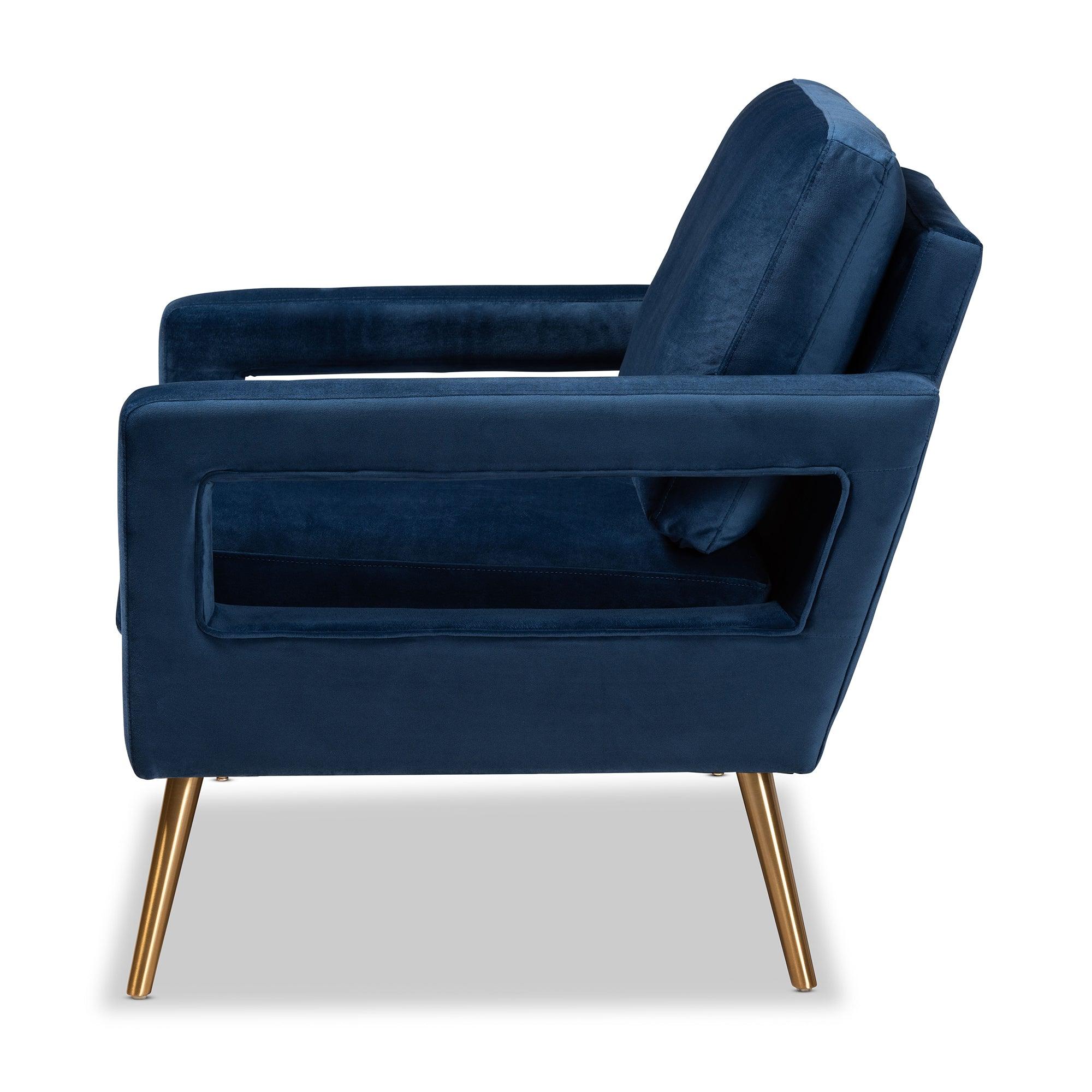 Leland Glam and Luxe Velvet Fabric Upholstered and Finished Armchair