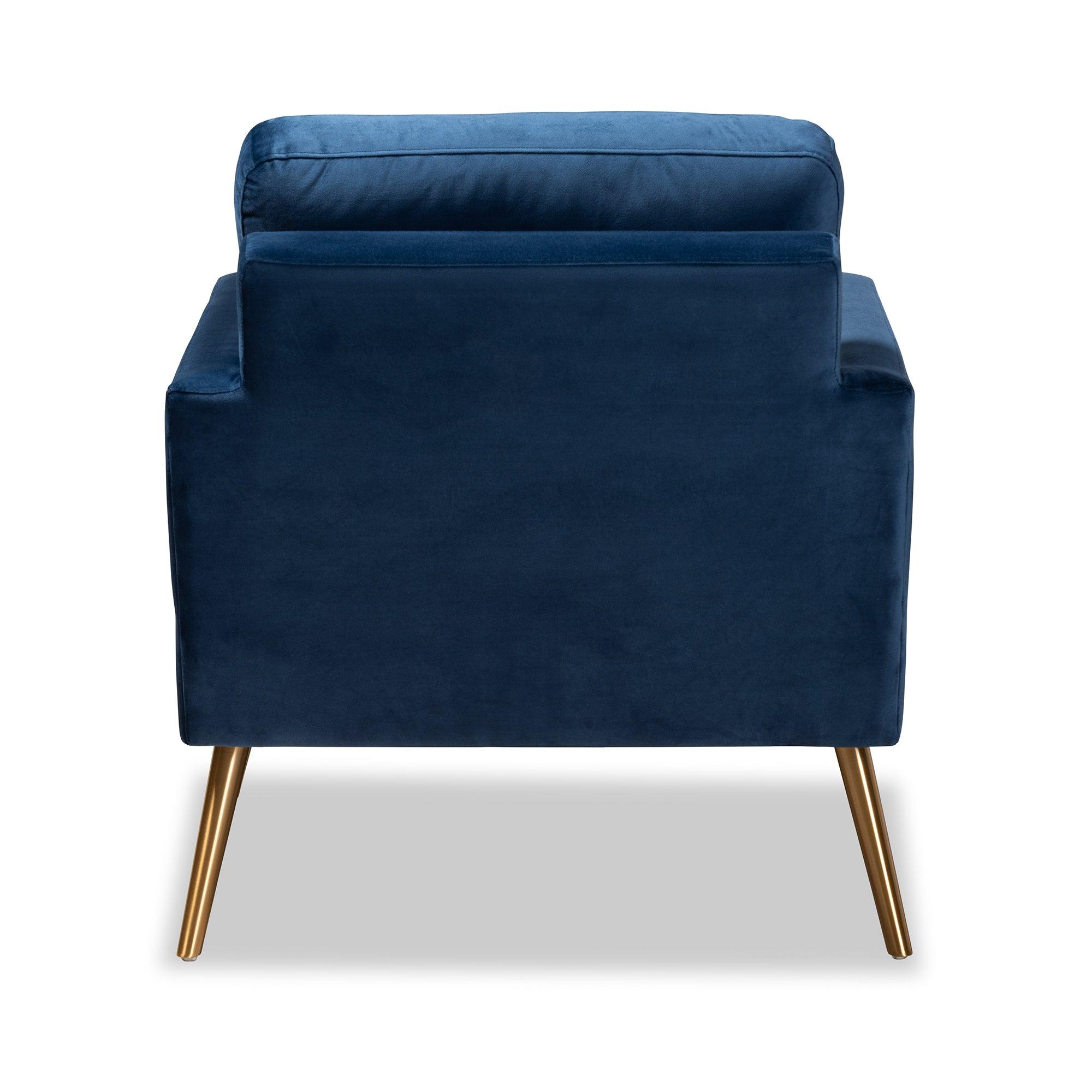 Leland Glam and Luxe Velvet Fabric Upholstered and Finished Armchair