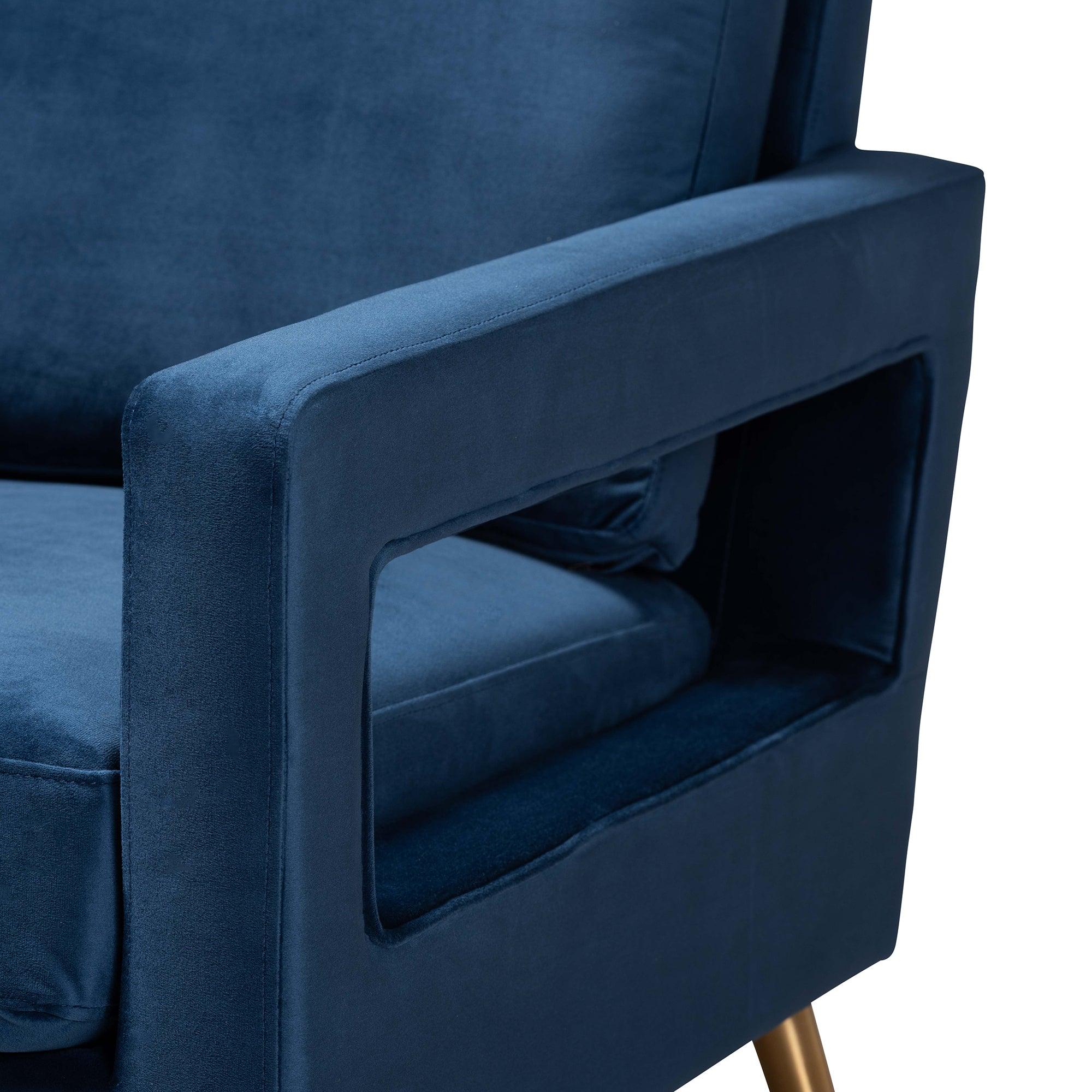 Leland Glam and Luxe Velvet Fabric Upholstered and Finished Armchair