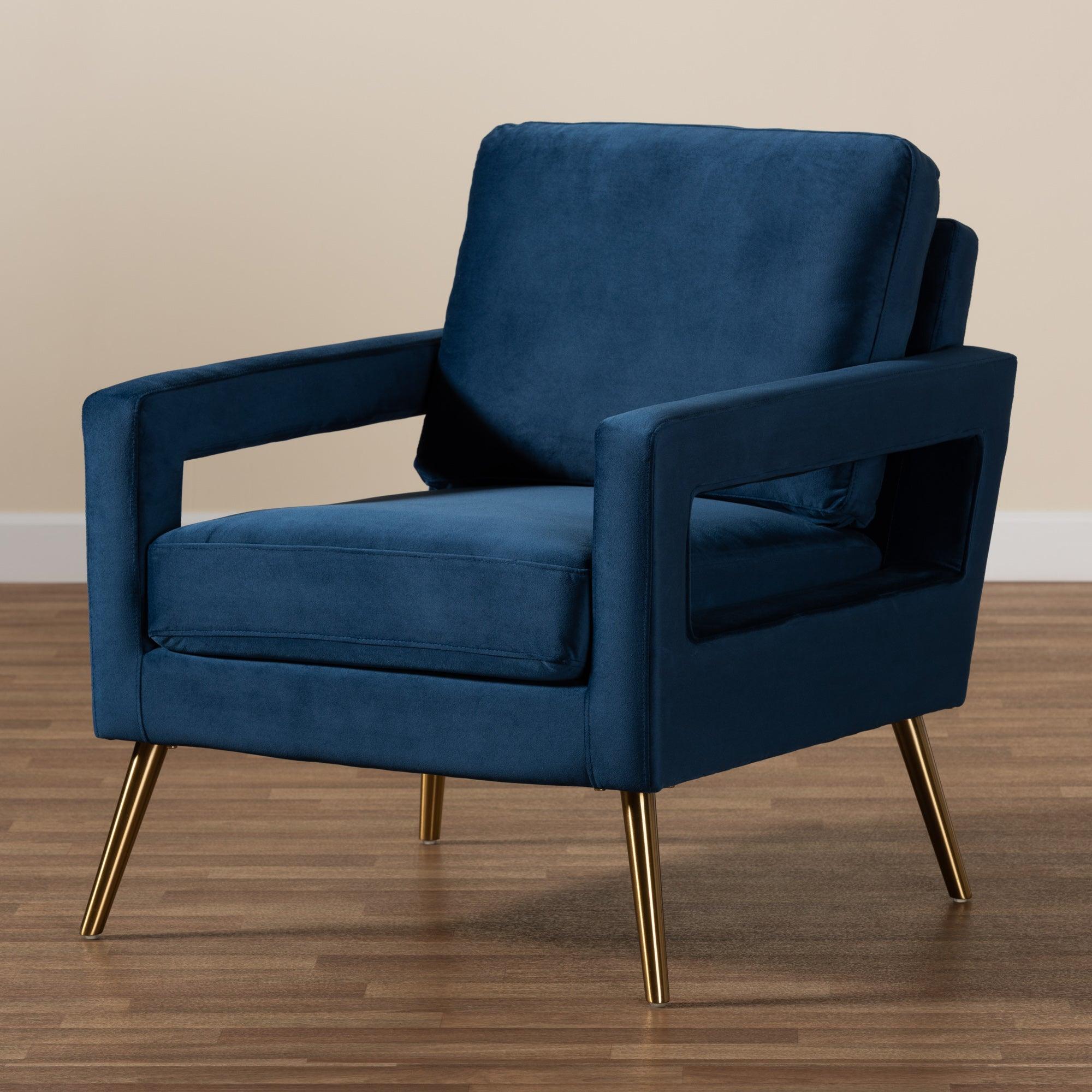 Leland Glam and Luxe Velvet Fabric Upholstered and Finished Armchair