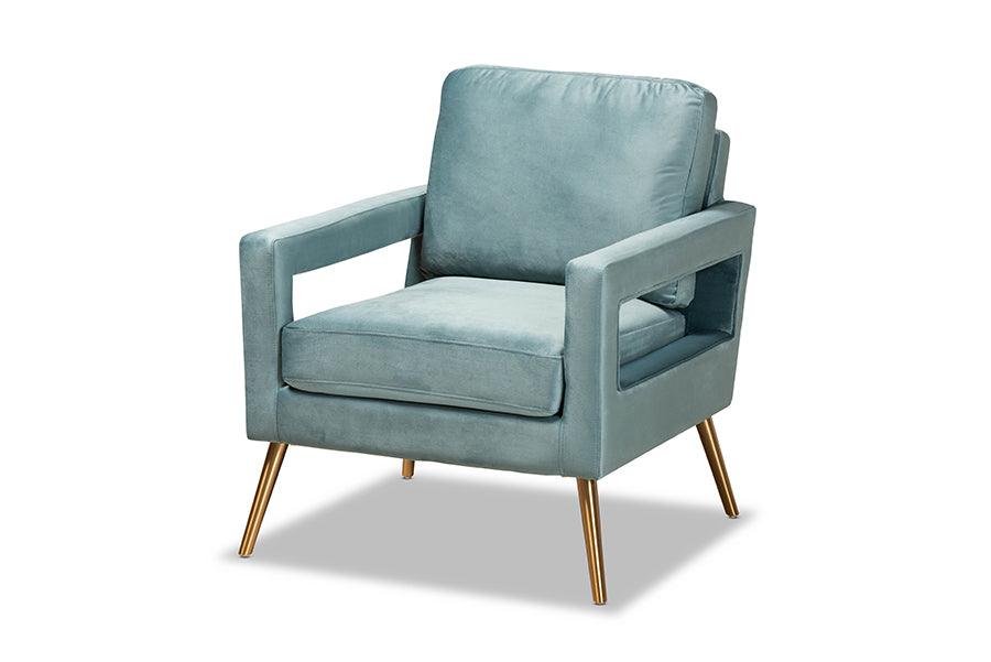 Leland Glam and Luxe Velvet Fabric Upholstered and Finished Armchair