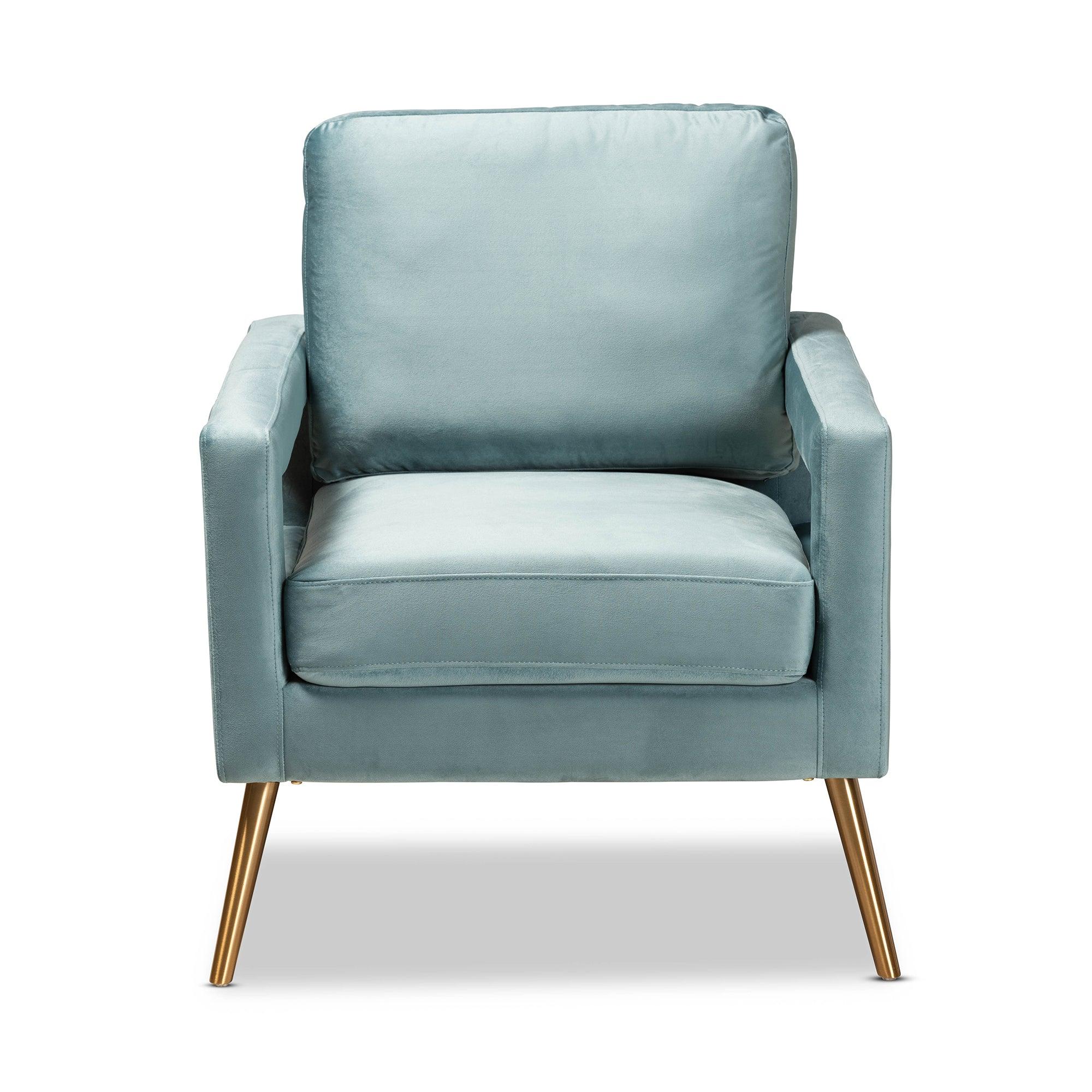 Leland Glam and Luxe Velvet Fabric Upholstered and Finished Armchair