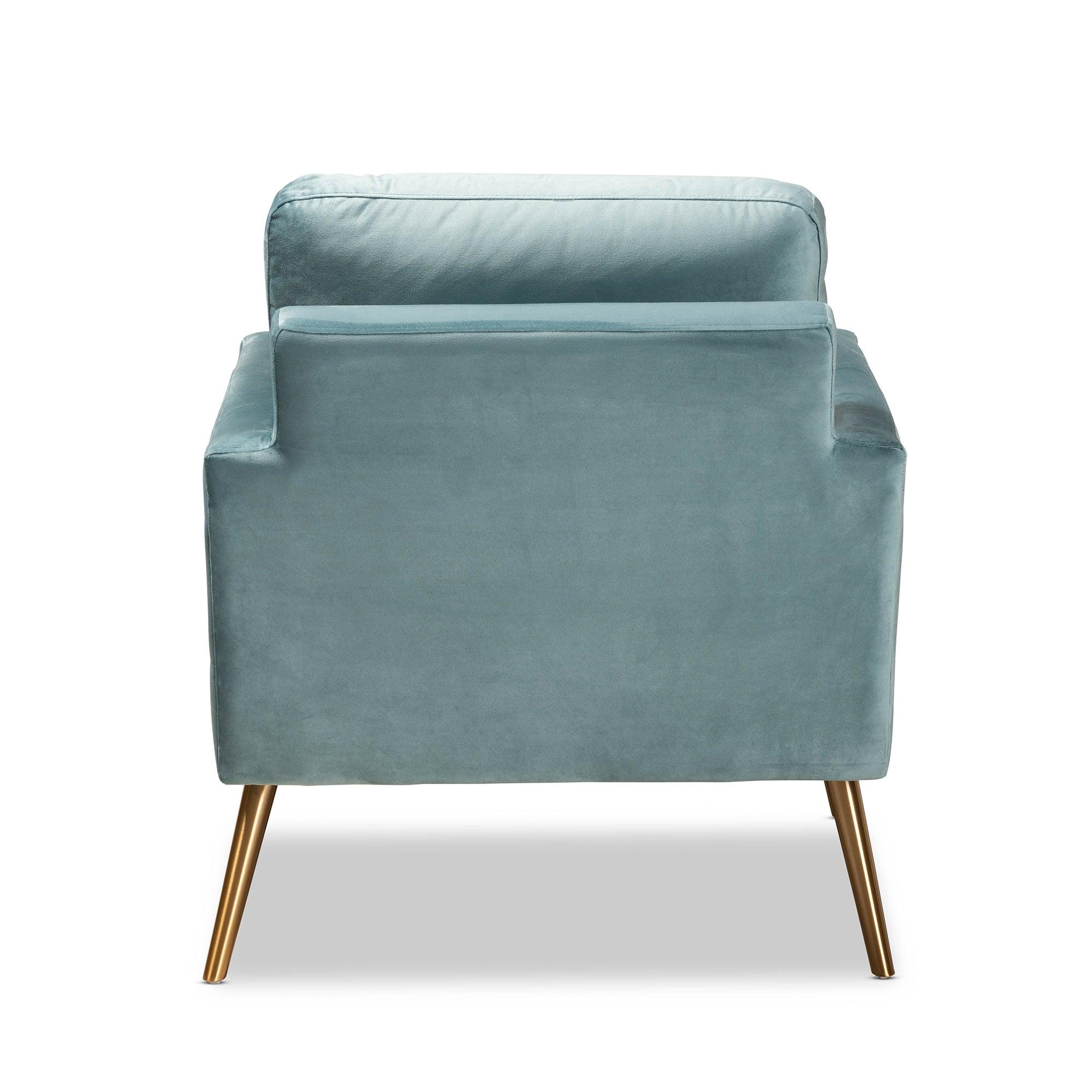 Leland Glam and Luxe Velvet Fabric Upholstered and Finished Armchair