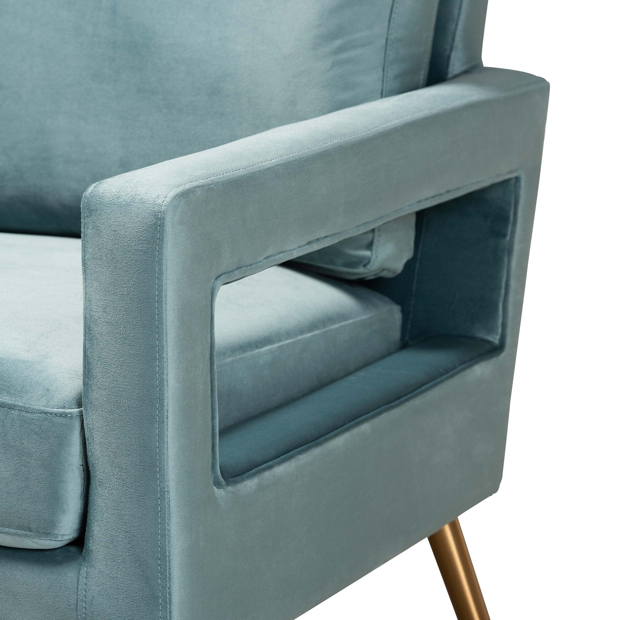 Leland Glam and Luxe Velvet Fabric Upholstered and Finished Armchair