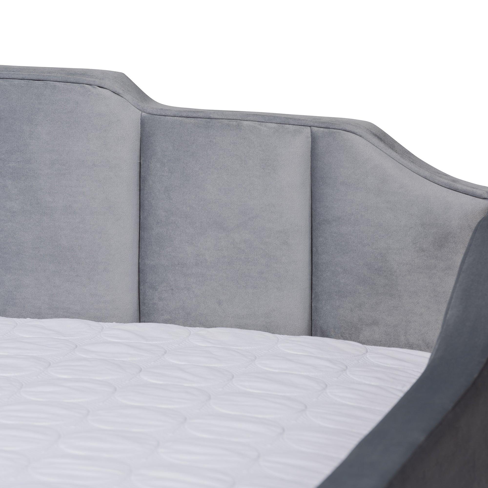 Lennon Modern and Contemporary Velvet Fabric Upholstered Daybed with Trundle