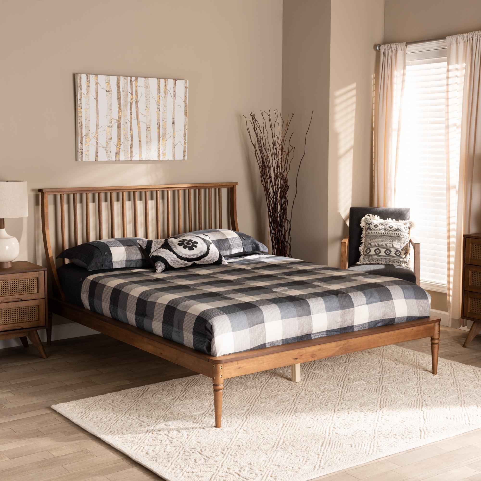 Abel Classic and Traditional Transitional Finished Wood Platform Bed