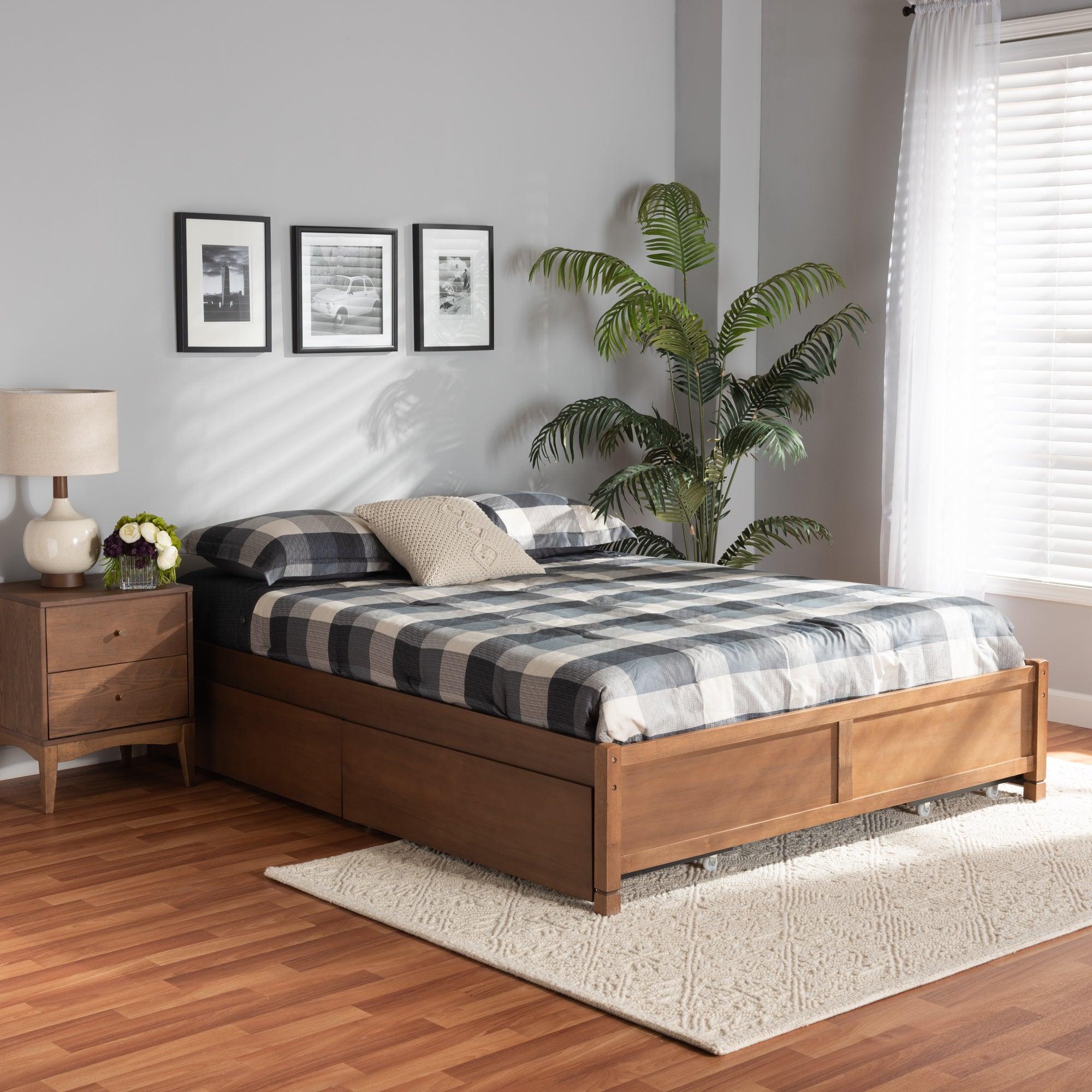 Yara Modern and Contemporary Finished Wood 4-Drawer Platform Storage Bed Frame