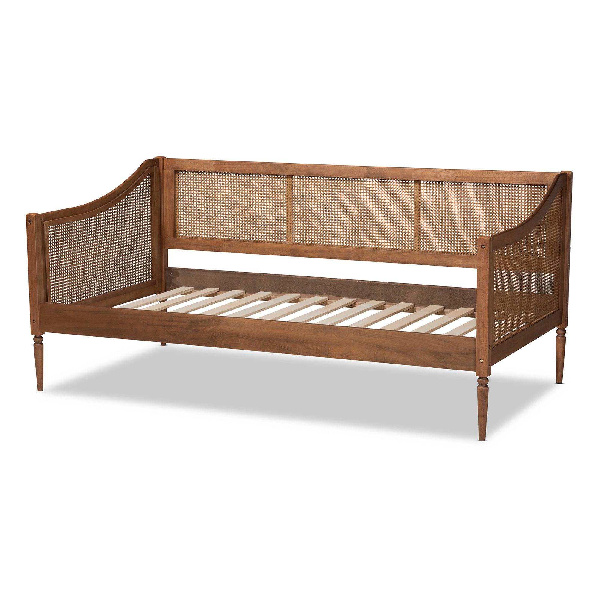 Ogden Mid-Century Modern Finished Wood and Synthetic Rattan Daybed